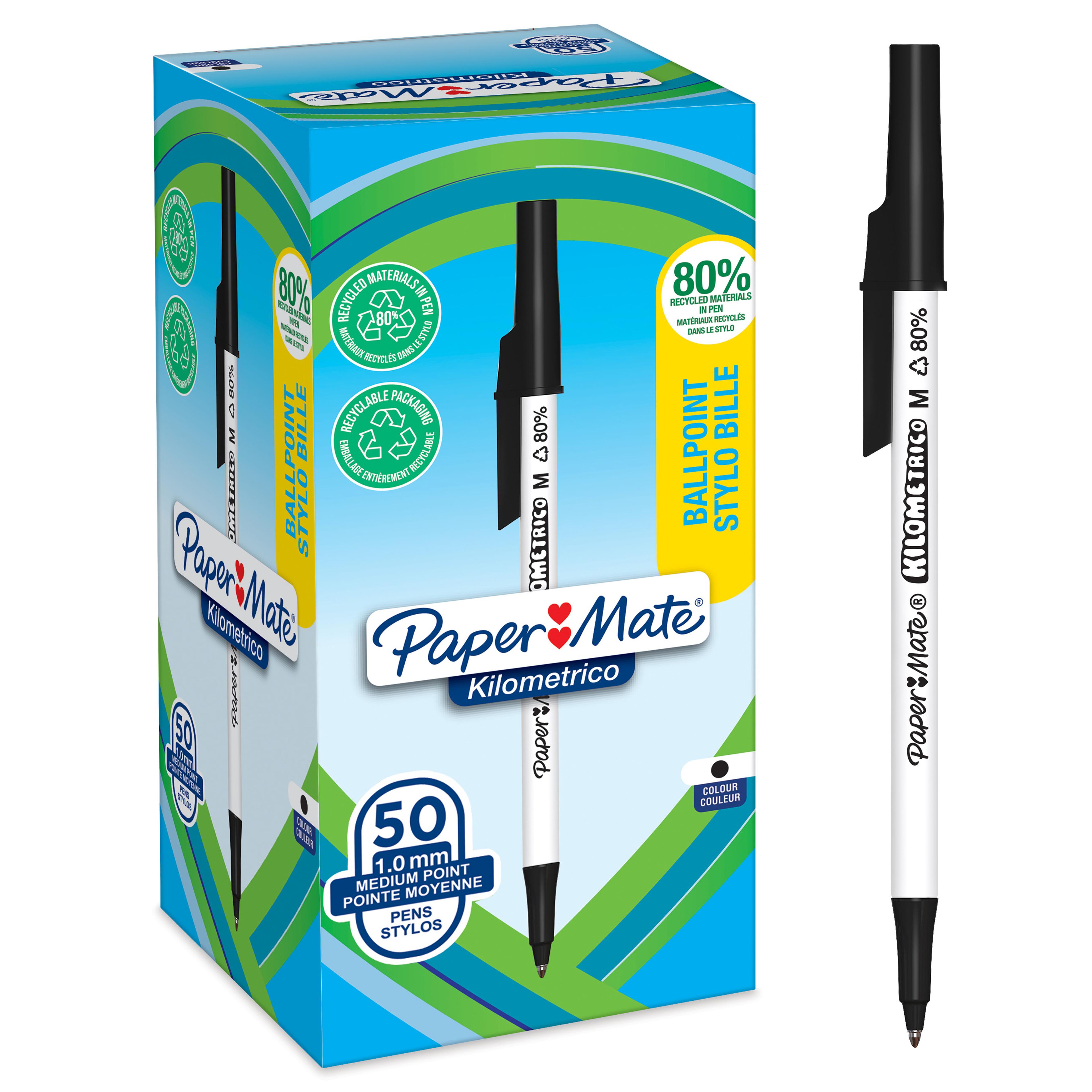 Paper Mate Kilometrico Ballpoint Pen - Black - Pack of 50