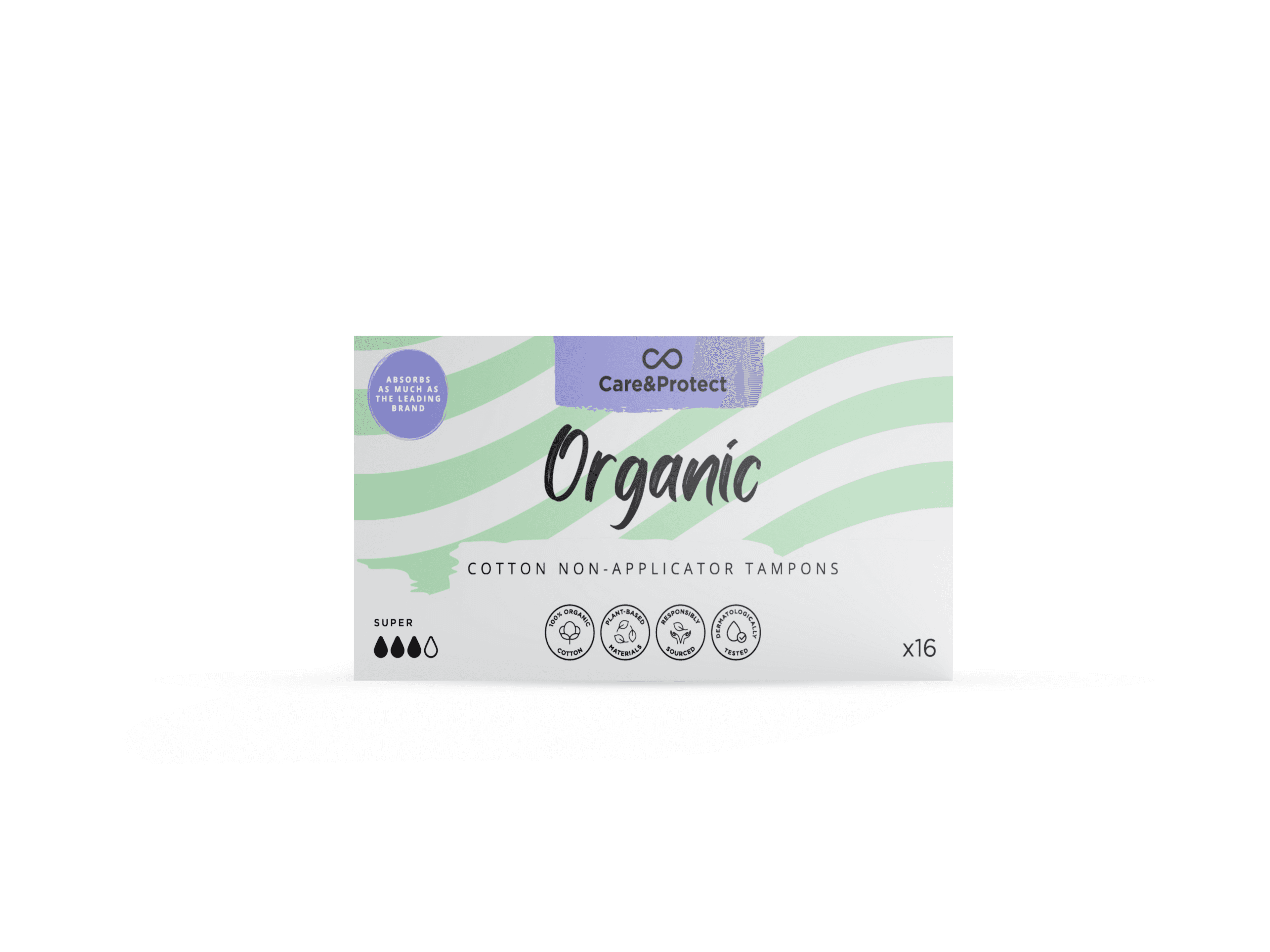 Care & Protect Organic Super Non Applicator Tampons - Pack of 16