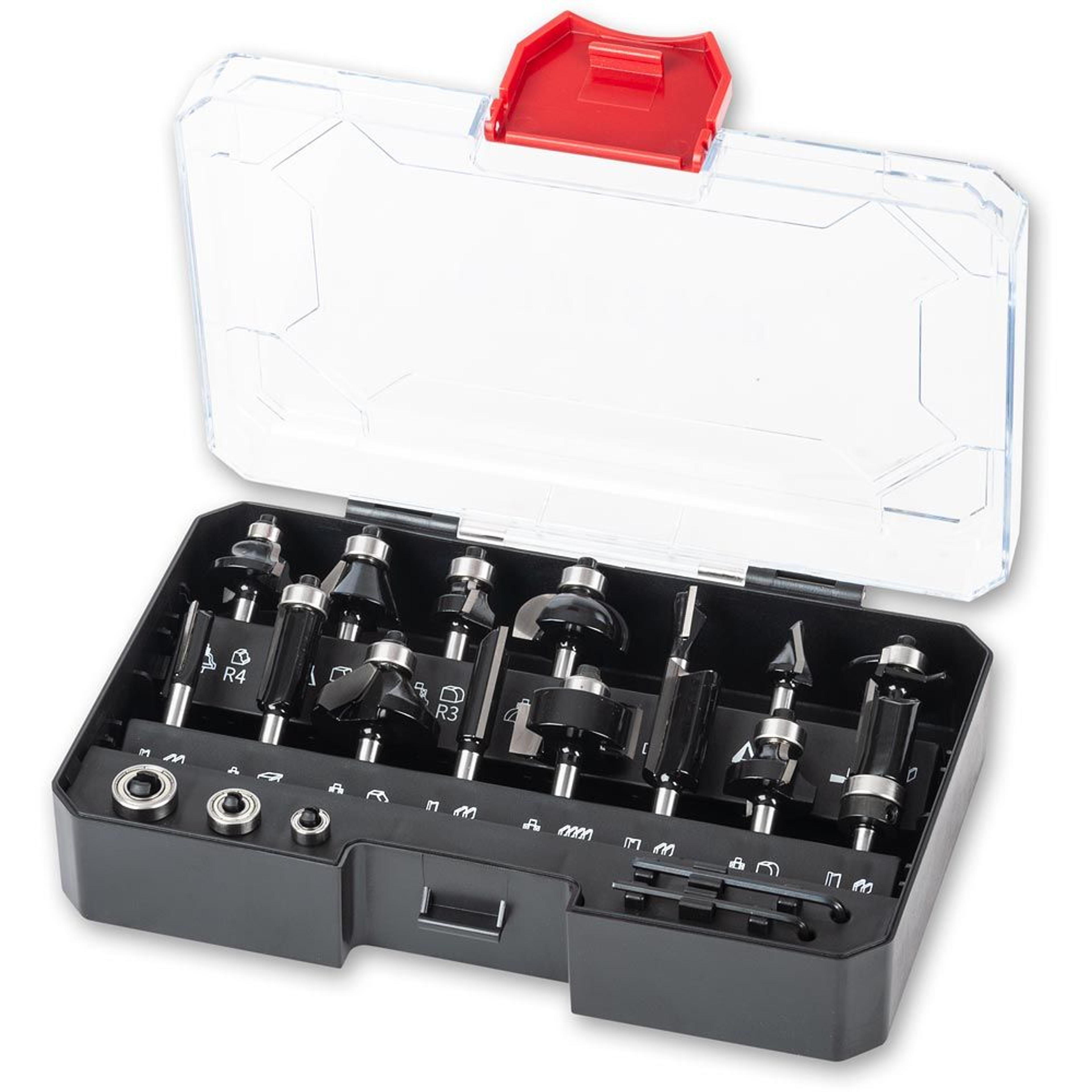 Axminster 15 Piece 1/4" (6.35mm) Router Cutter Set