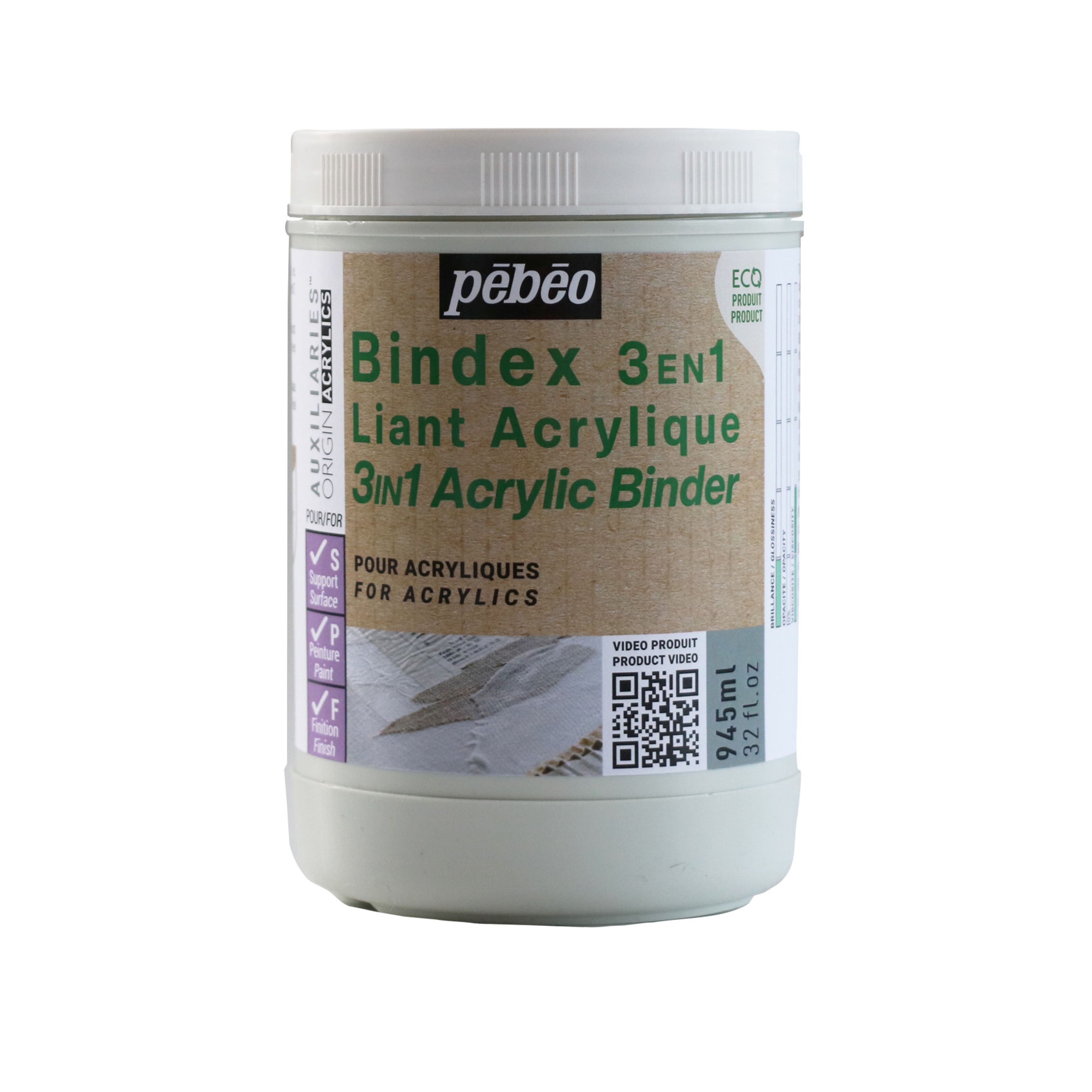 Pebeo Origin Acrylics Bindex 3 in 1 Binder - 945ml - Clear