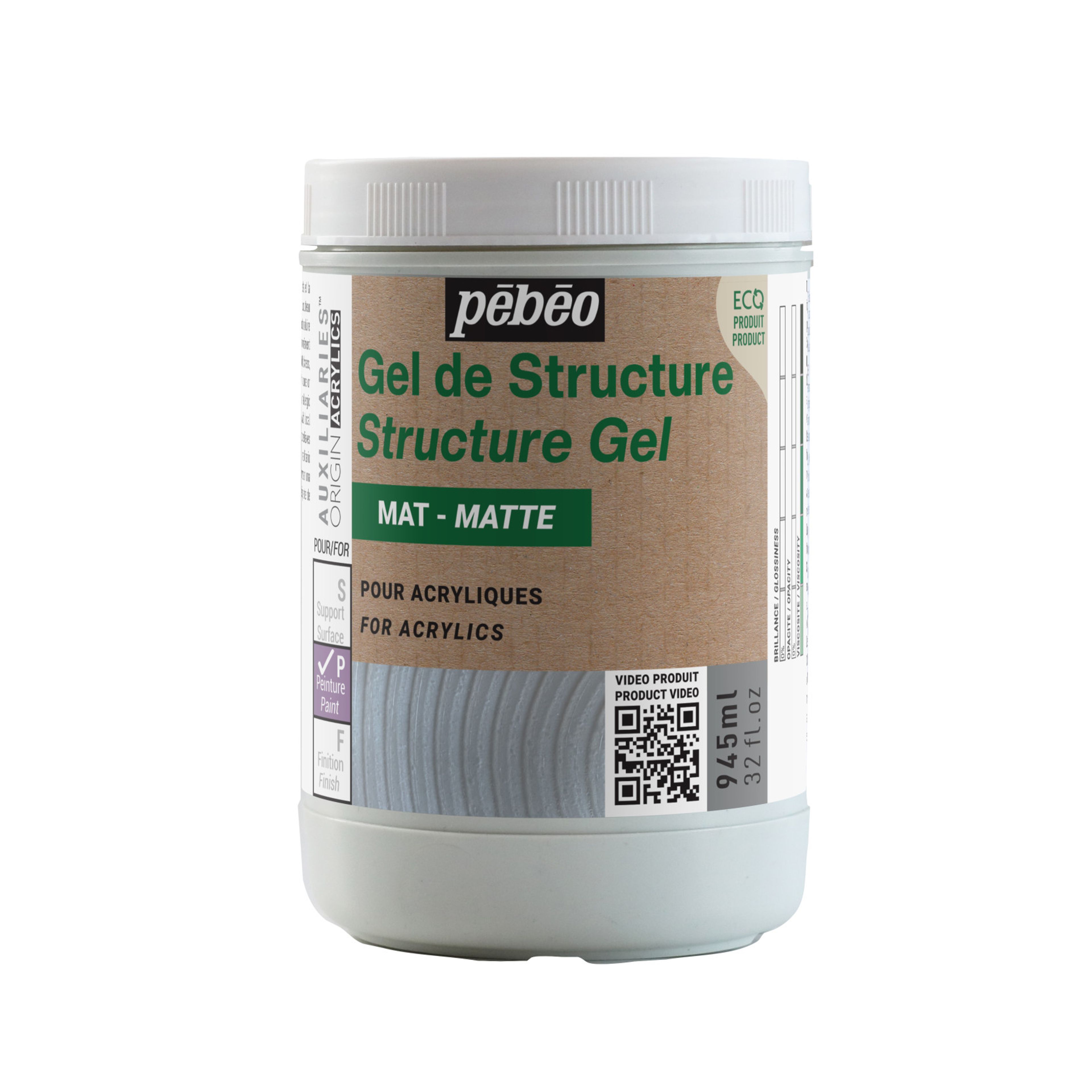 Pebeo Origin Acrylics Matte Structure Gel - 945ml - Clear