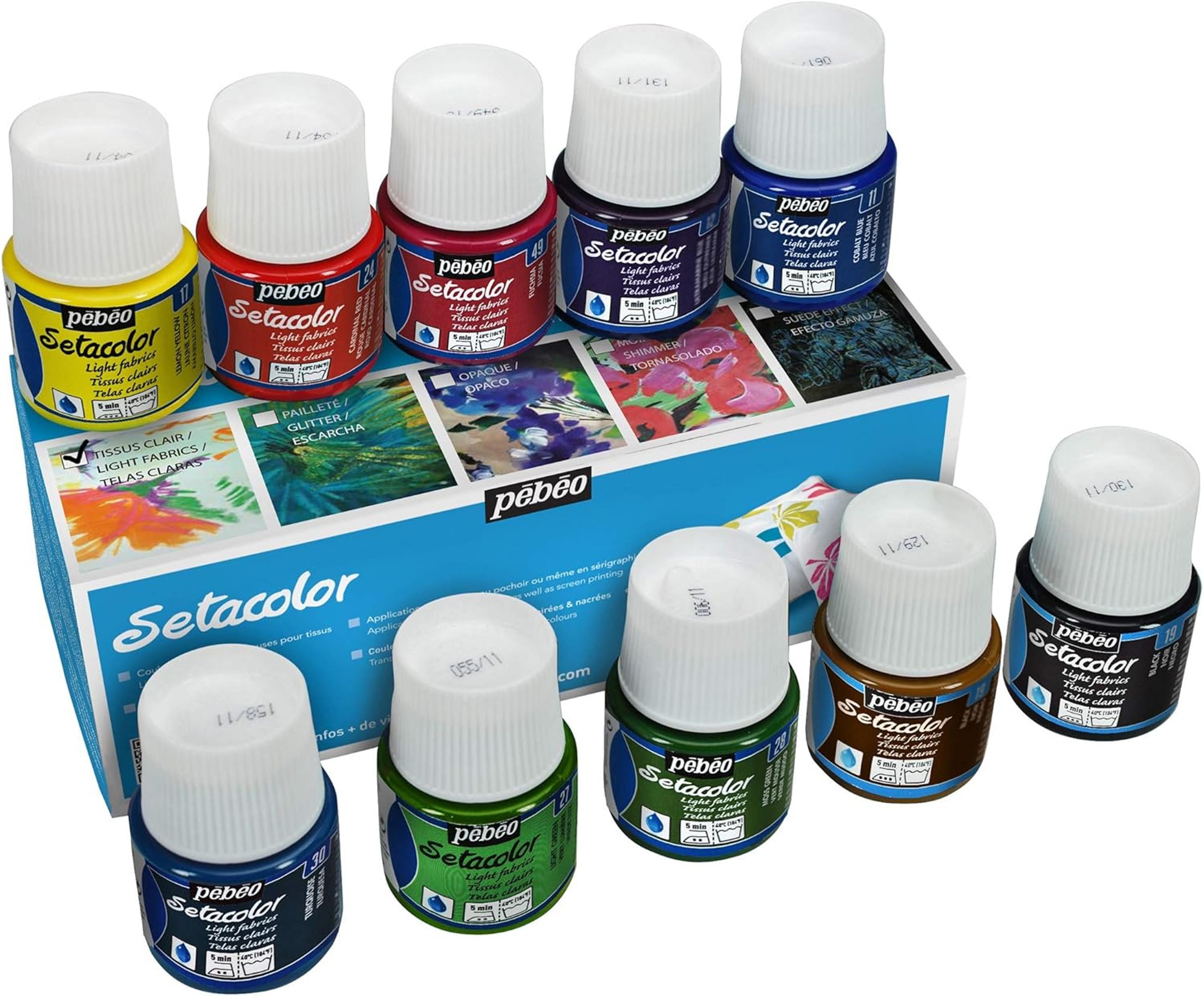 Pebeo Setacolor Light Fabrics - 10 x 45ml - Assorted