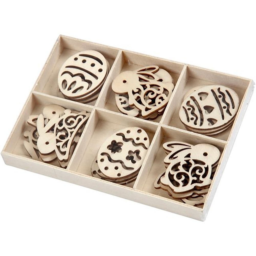 Wooden Easter Egg  Bunny Ornaments - Pac
