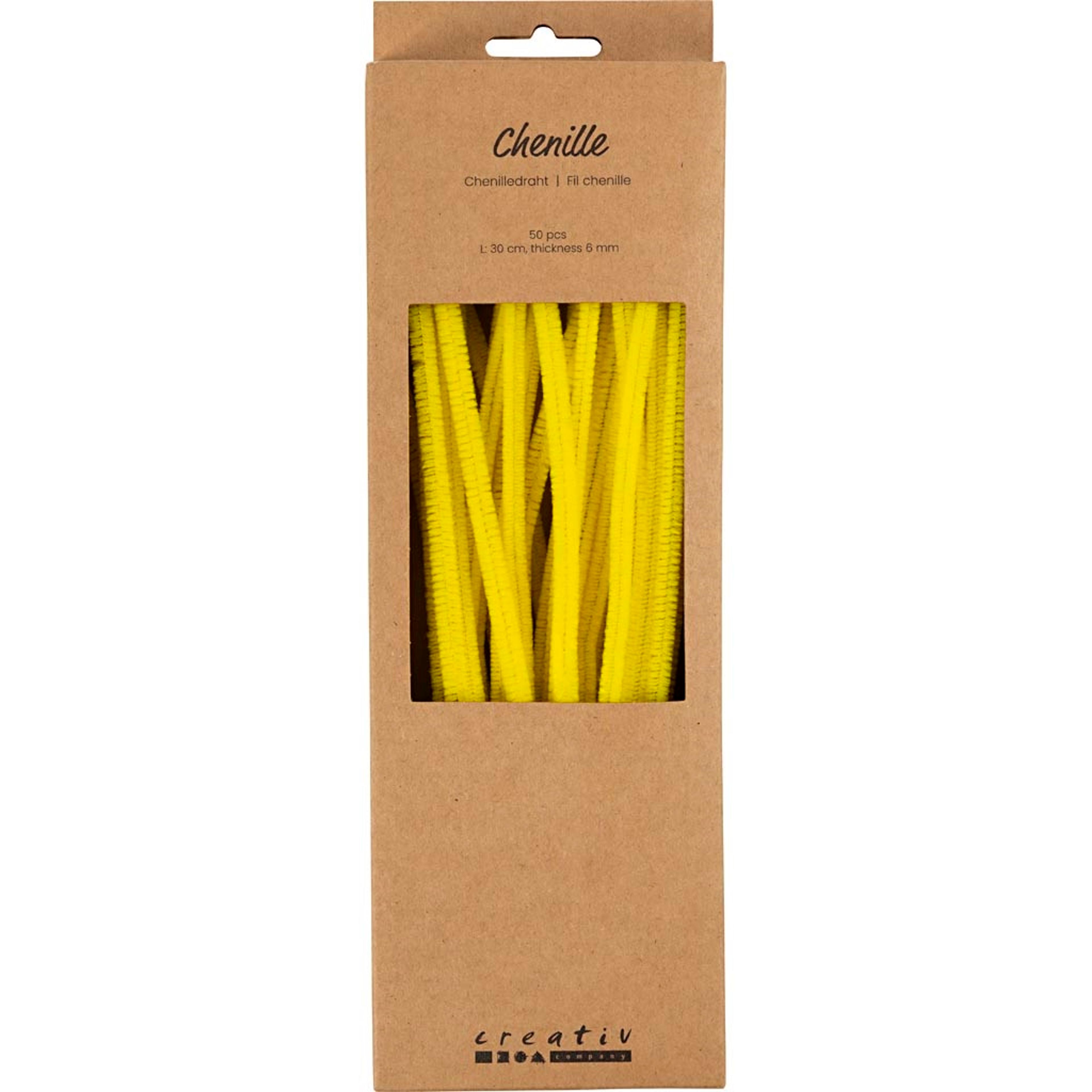 Yellow Pipe Cleaners - 30cm - Pack of 50
