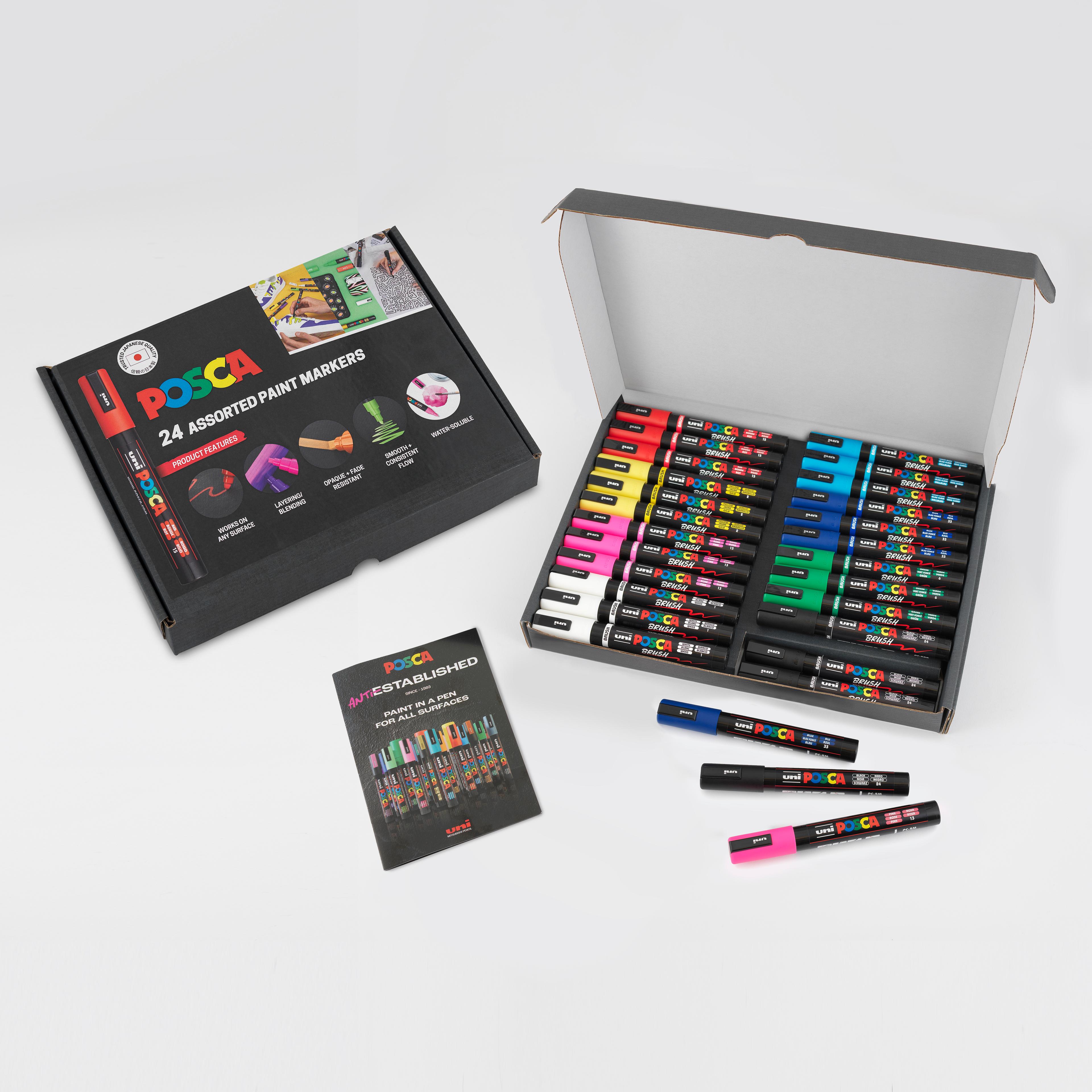 POSCA Paint Markers Classpack - PC-5MBR Brush - Soft Colours - Pack of 24