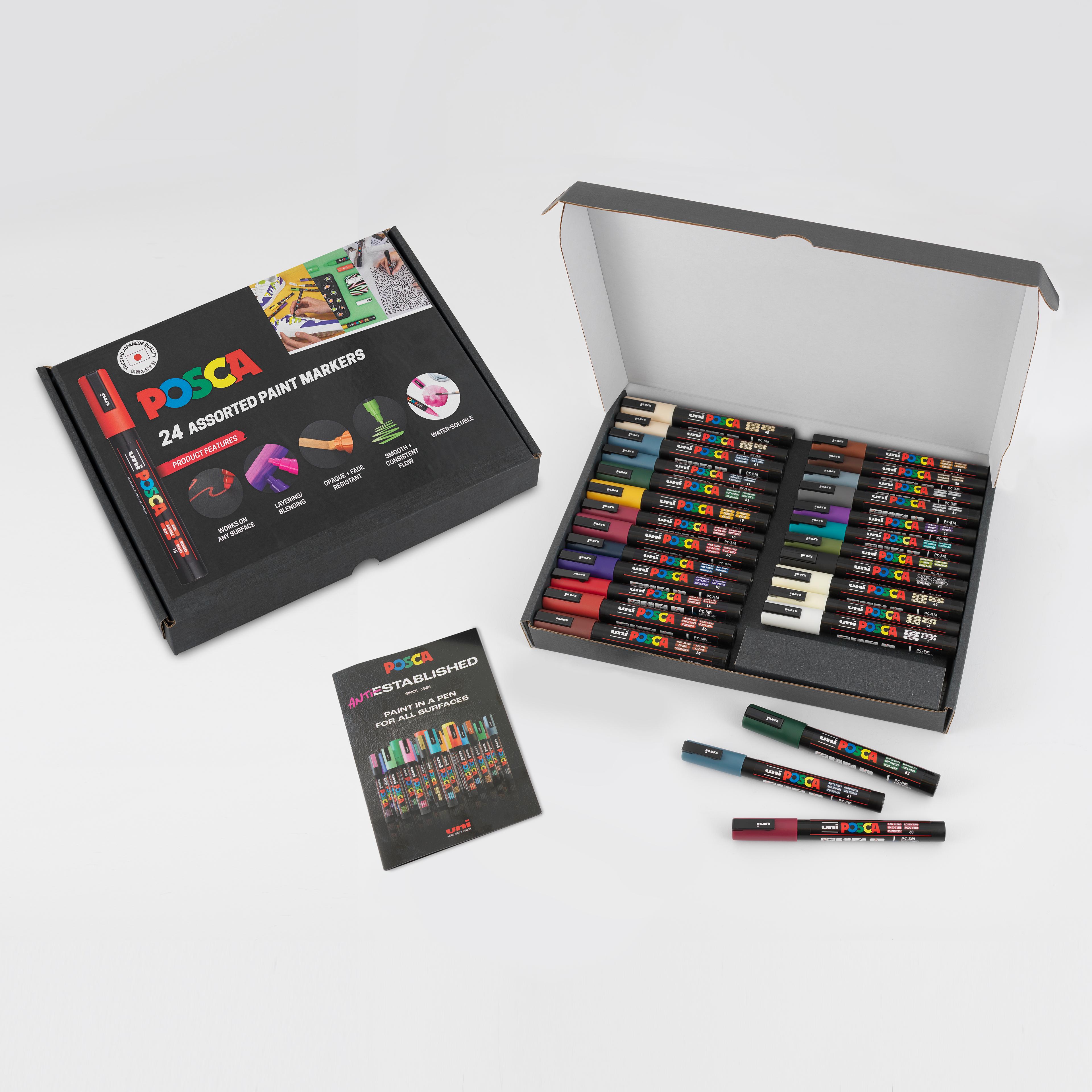 POSCA Paint Markers Classpack - PC-3M/PC-5M - Deep & Neutral - Pack of 24