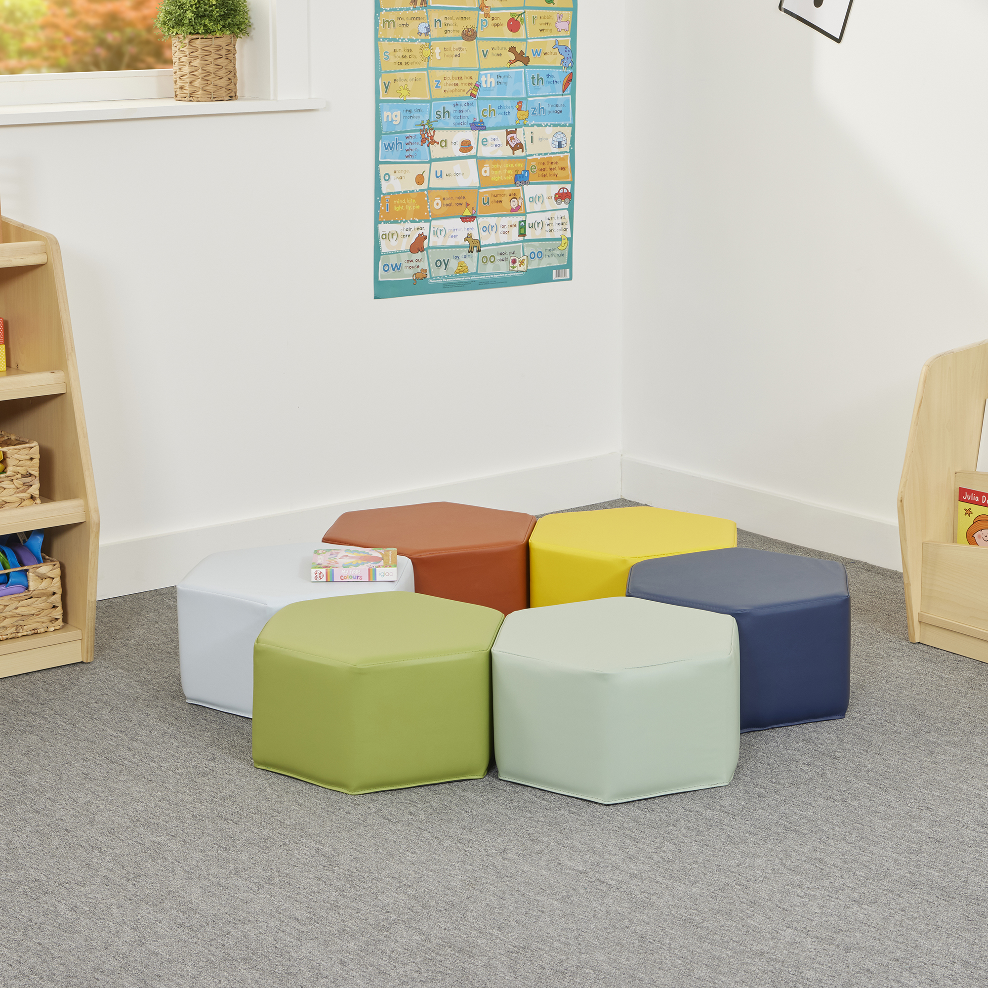 Hexagonal Modular  Soft Seating Set - L