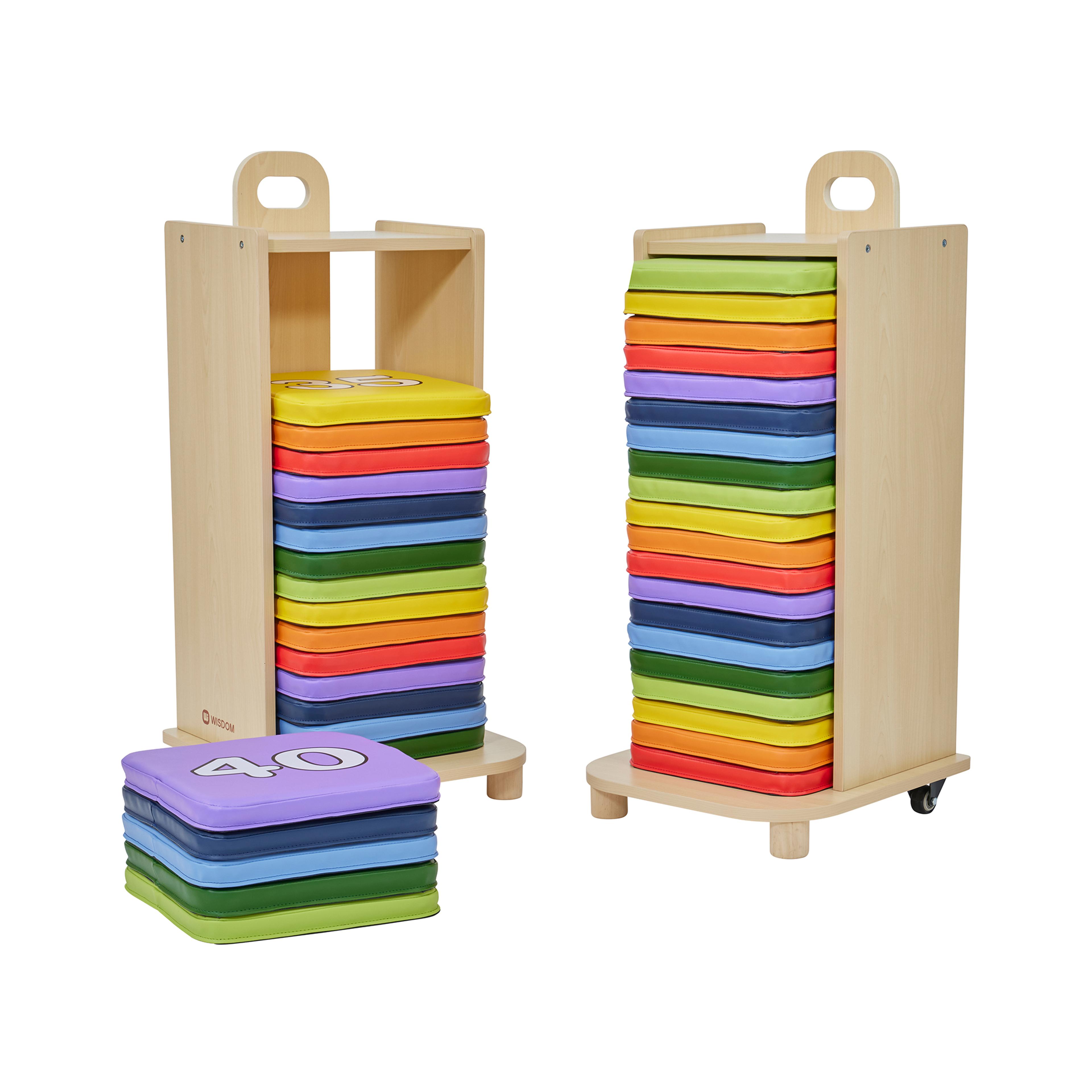 Rainbow Number Cushions and Storage Rack Set
