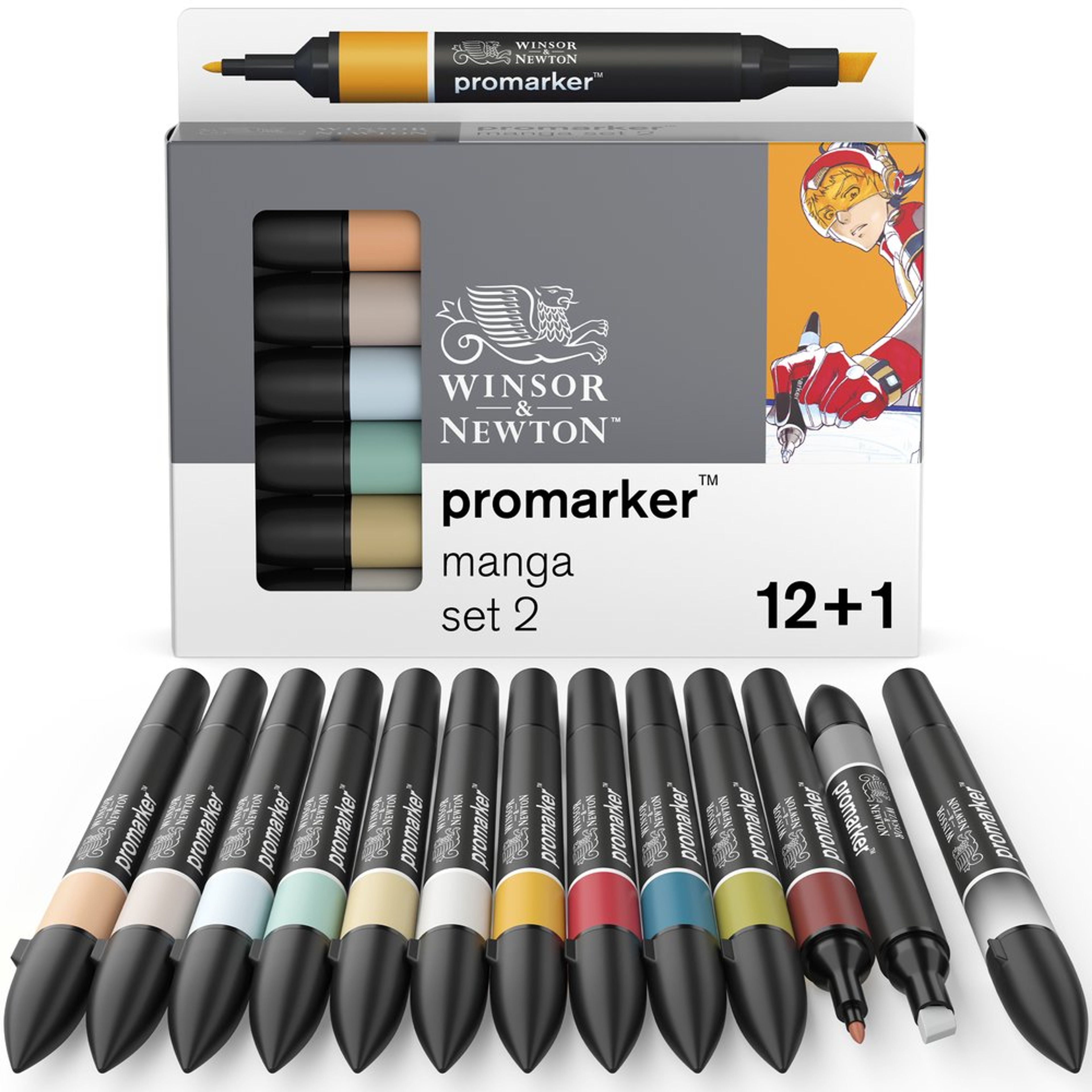 Winsor & Newton Promarker - Manga Set 2 - Pack of 12 (+1 FREE)