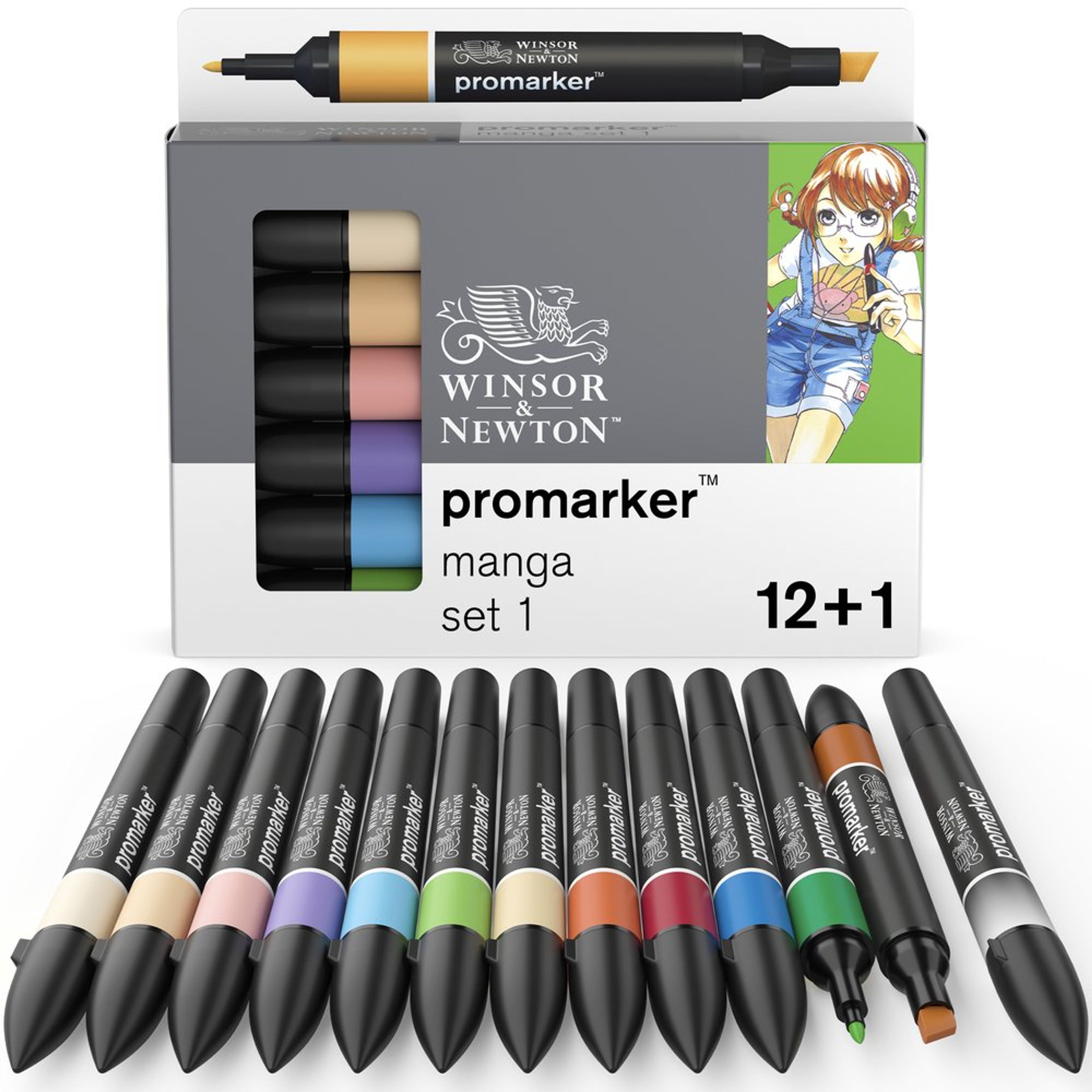 Winsor & Newton Promarker - Manga Set 1 - Pack of 12 (+1 FREE)