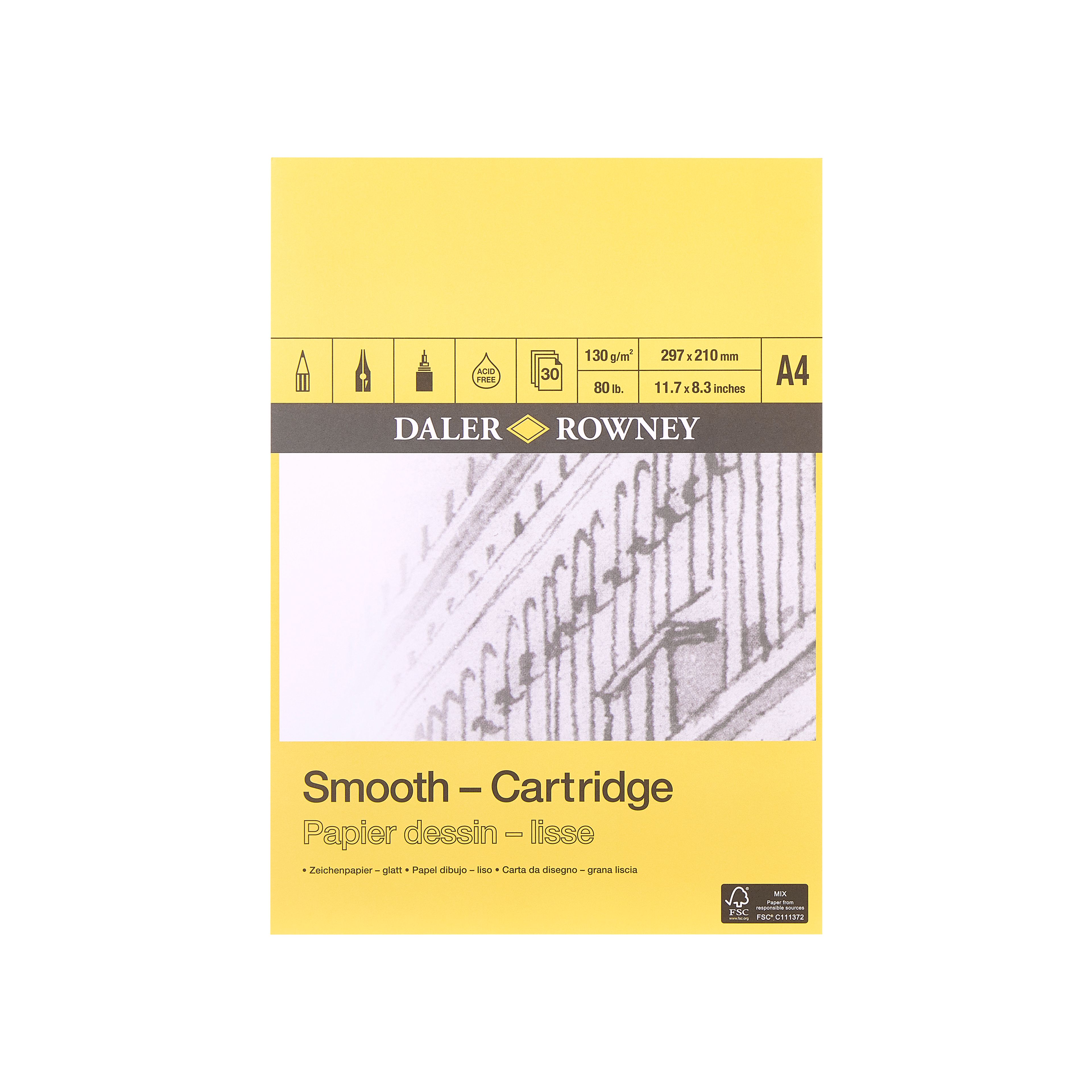 Daler-Rowney Smooth Cartridge pad A4 - 130gsm