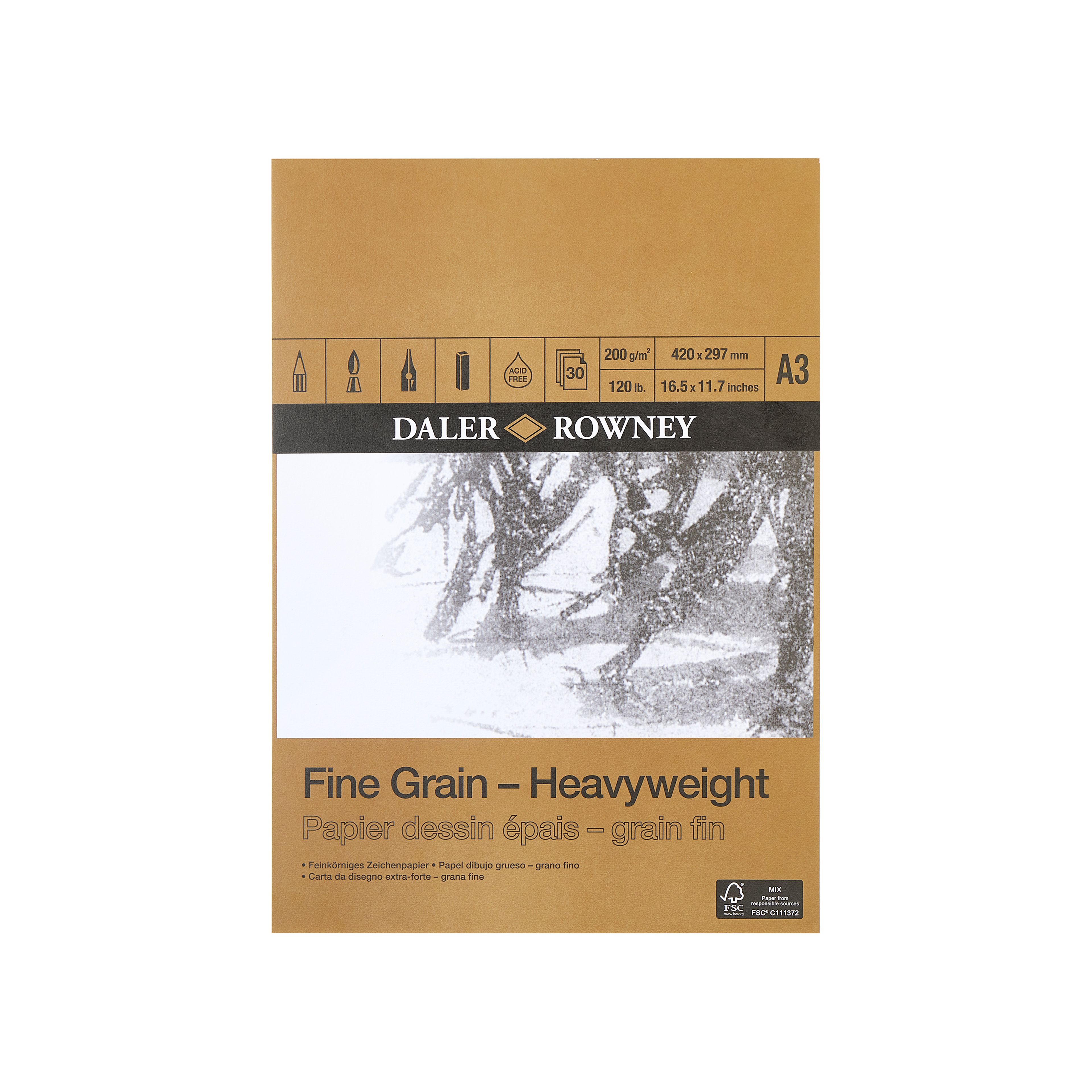 Daler-Rowney Fine Grain Heavyweight Pad A3 - 200gsm