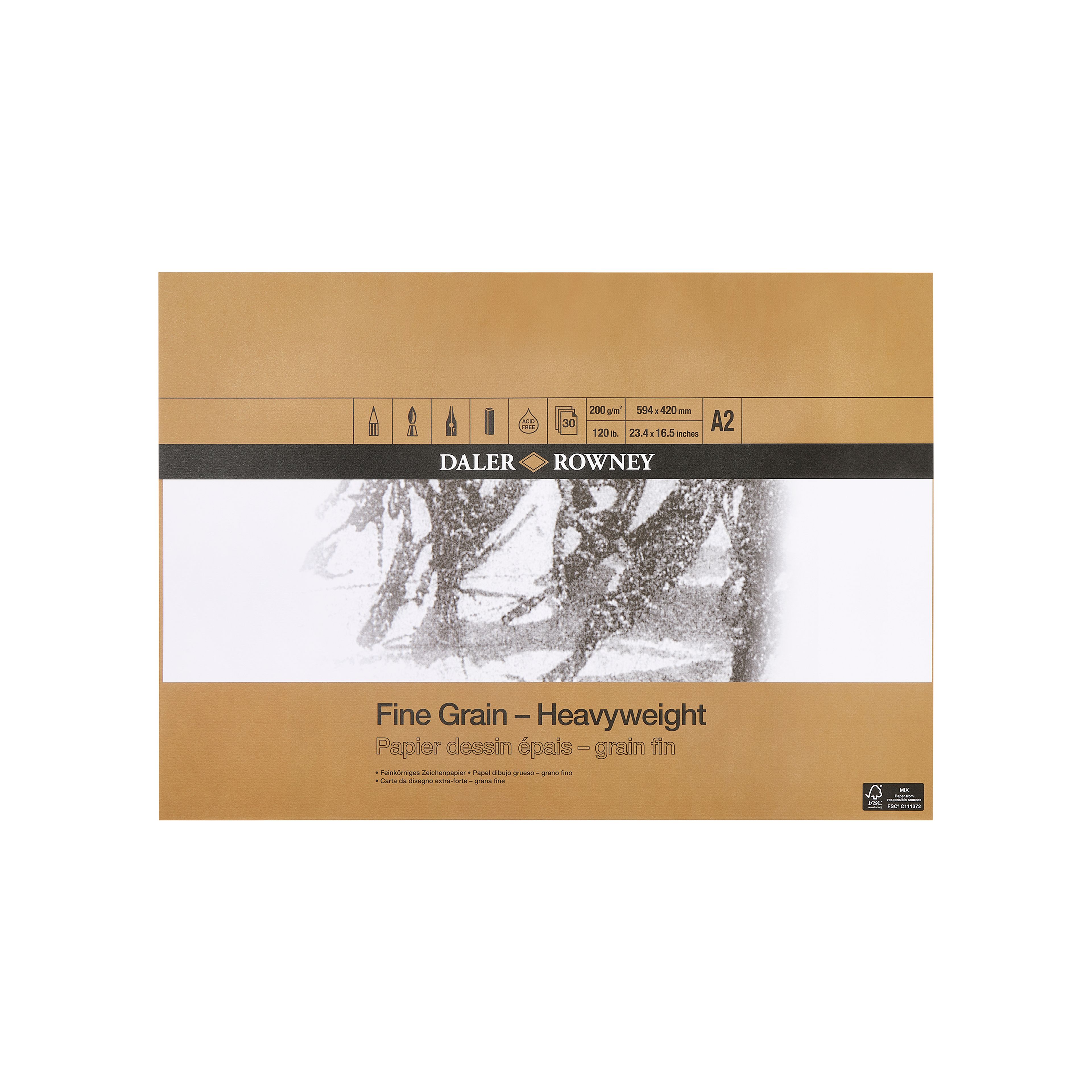 Daler-Rowney Fine Grain Heavyweight pad A2 - 200gsm