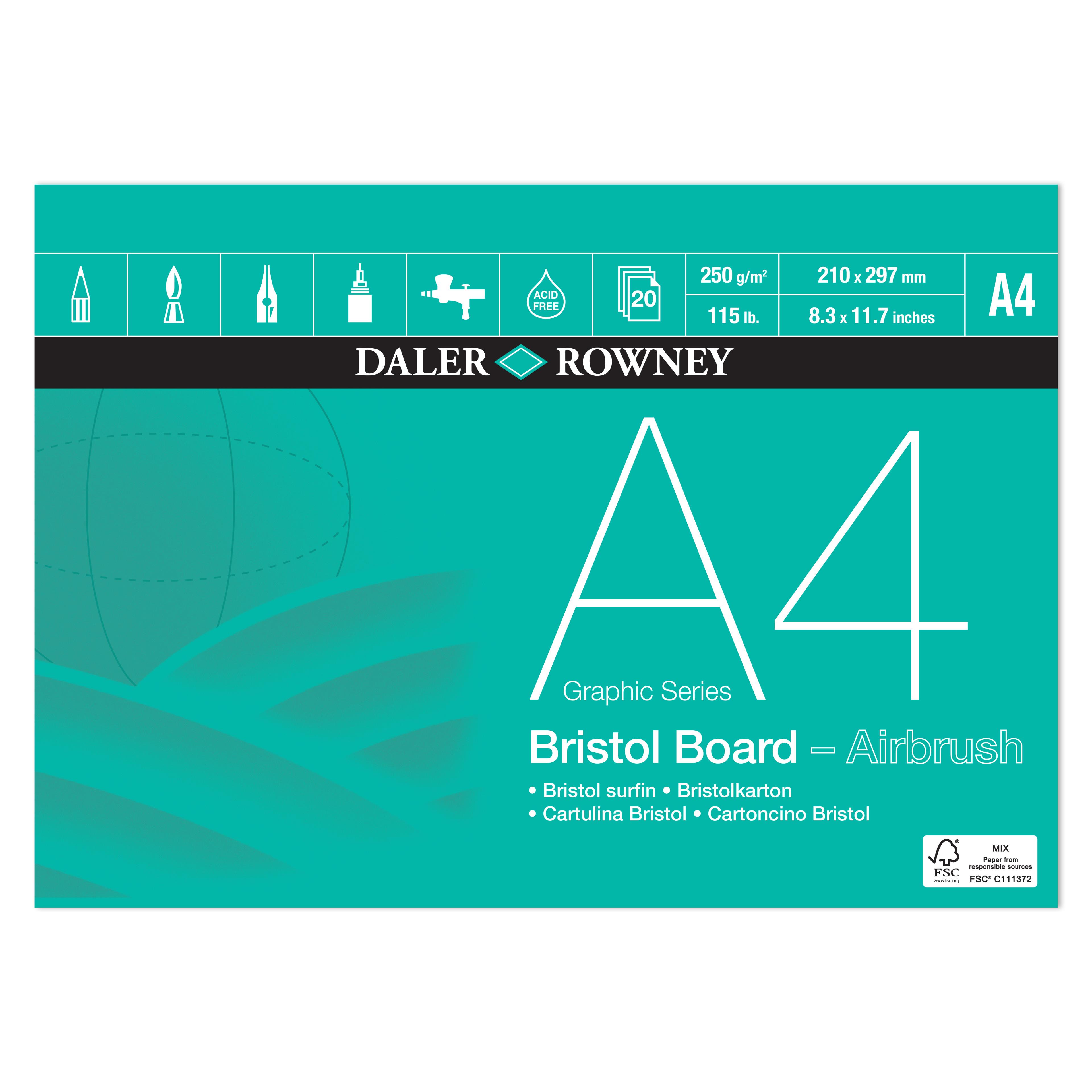 Daler-Rowney Graphic Series Bristol Board pad A4 - 250gsm