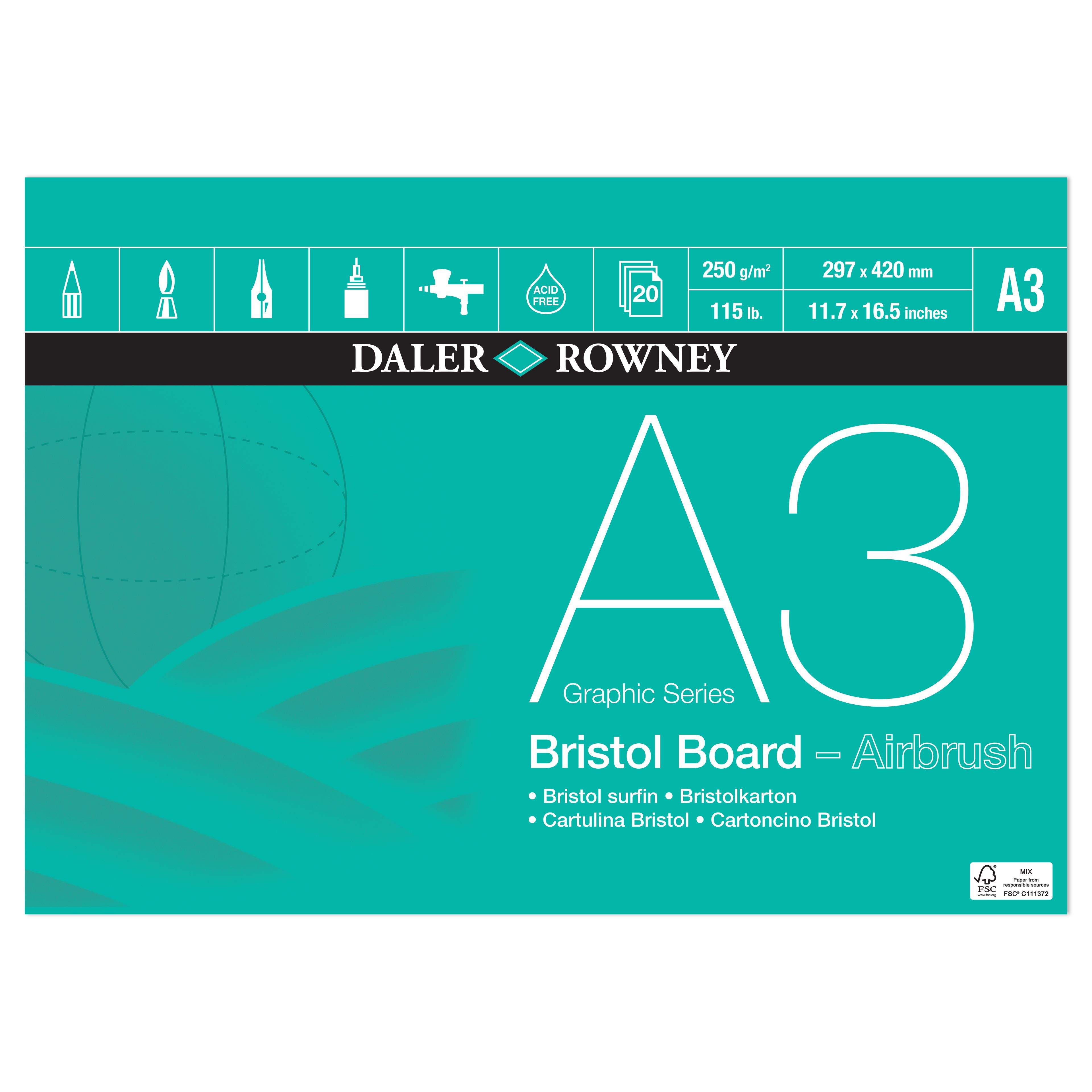 Daler-Rowney Graphic Series Bristol Board Pad A3 - 250gsm