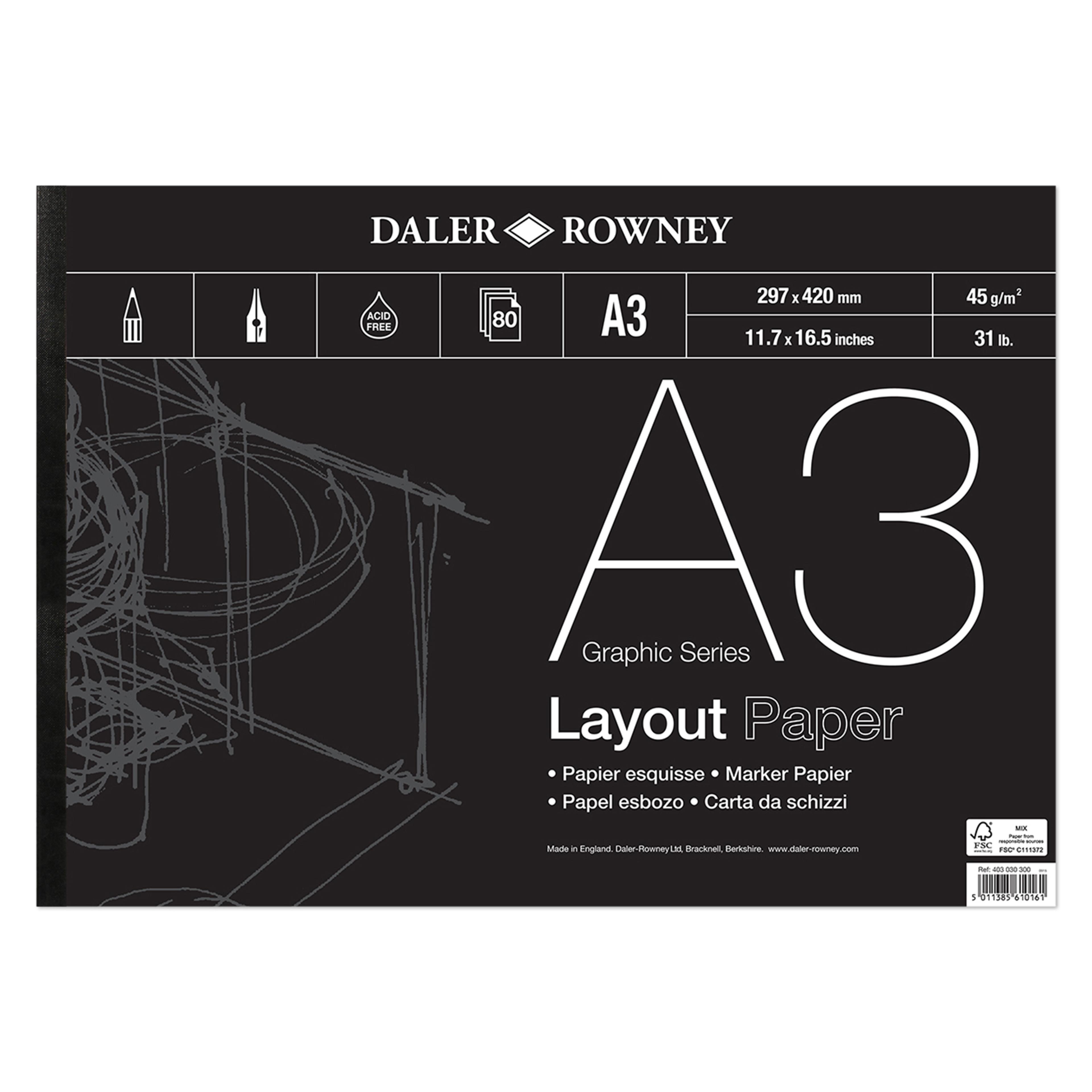 Daler-Rowney Graphic Series Layout Pad A3 - 45gsm