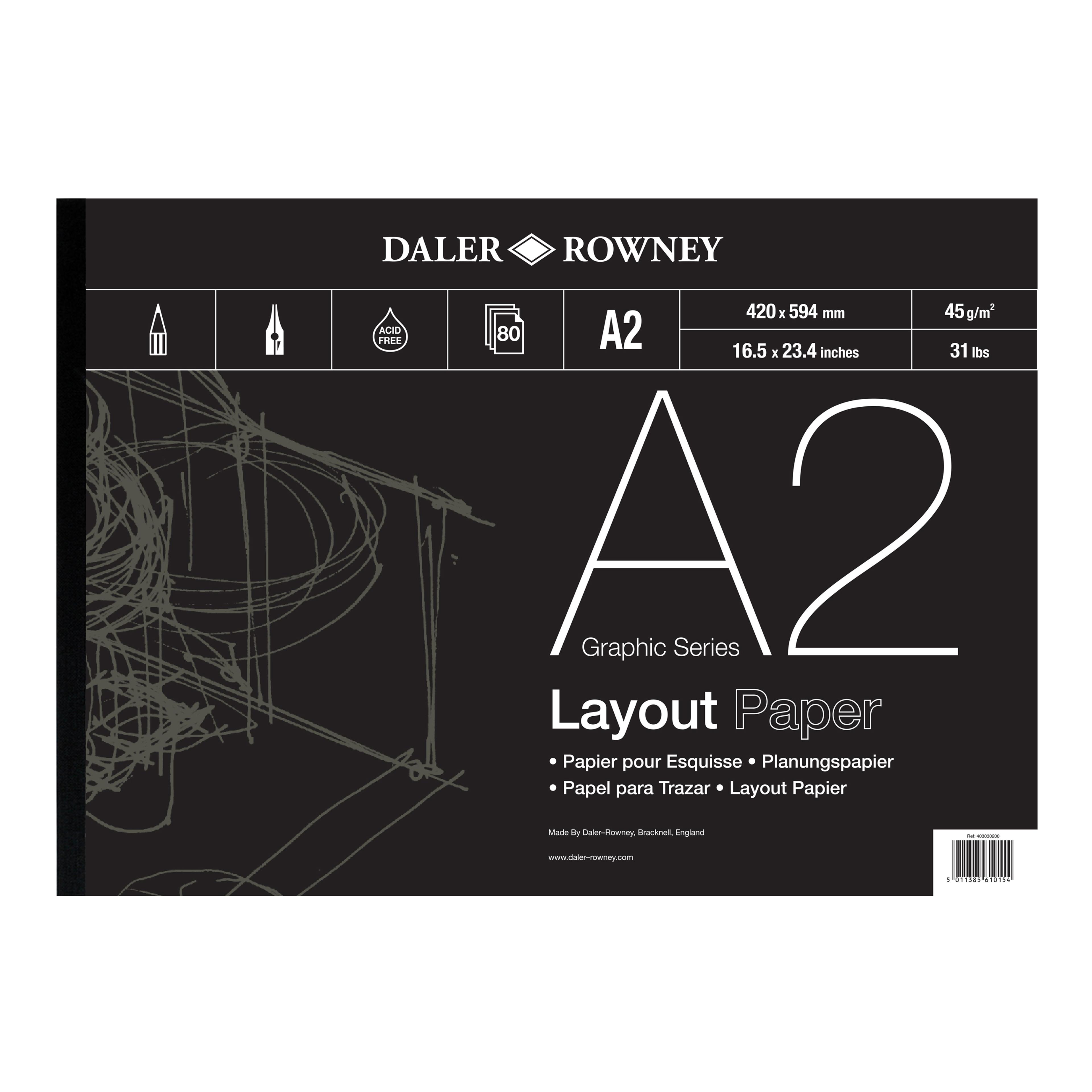 Daler-Rowney Graphic Series Layout pad A2 - 45gsm