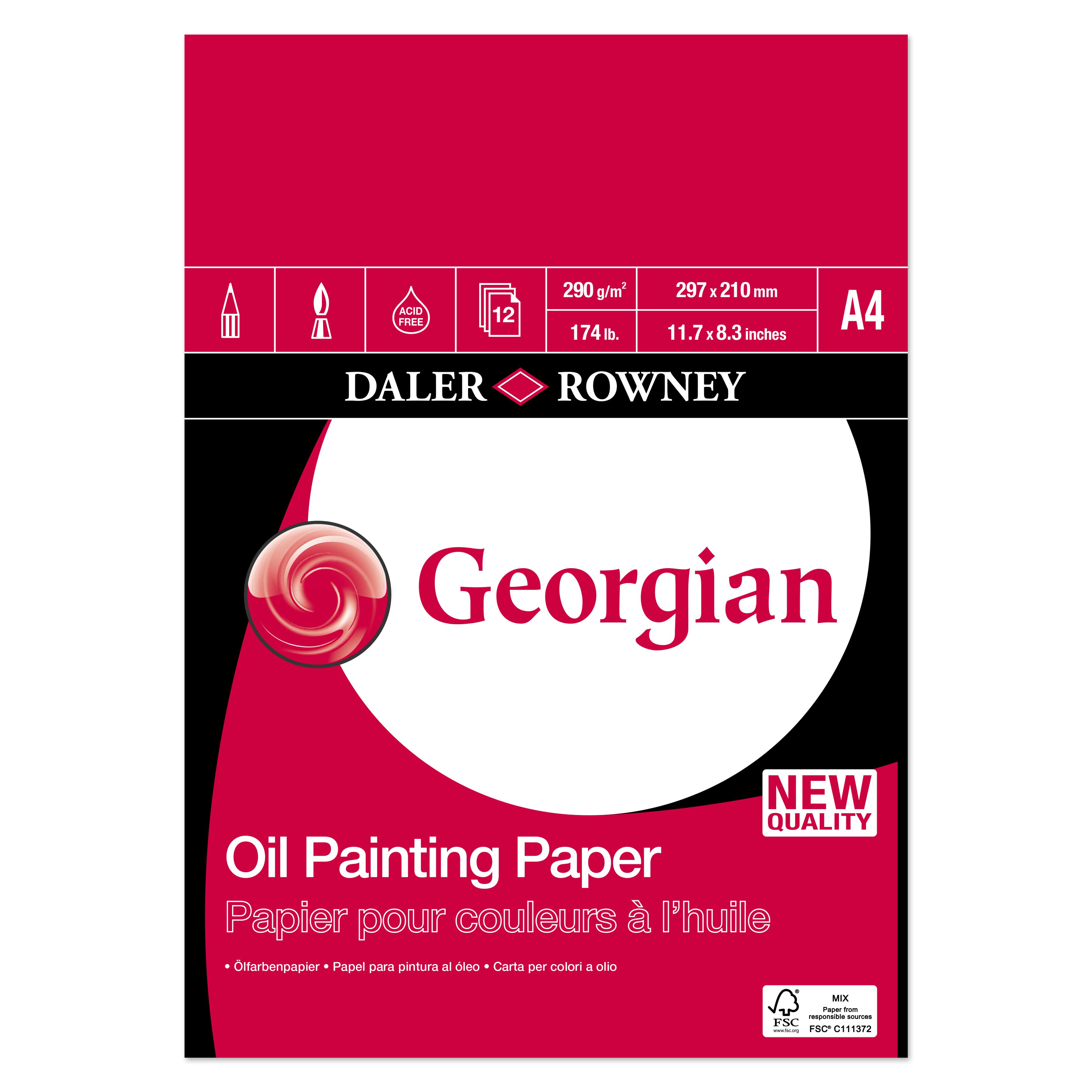 Daler-Rowney Georgian Oil , A4/8.3x11.7in - 290gsm linen textured paper pad
