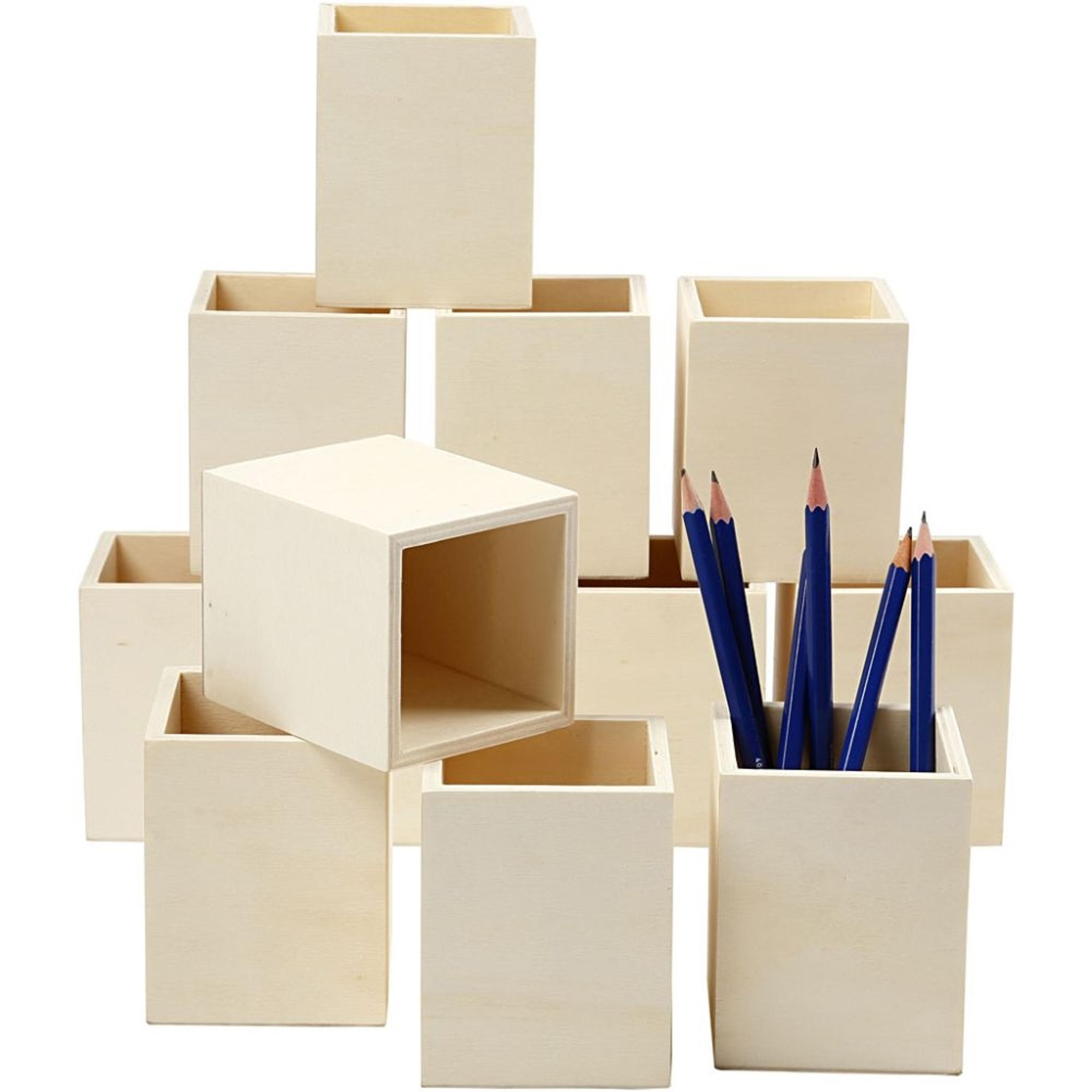Square Wood Pencil Holder