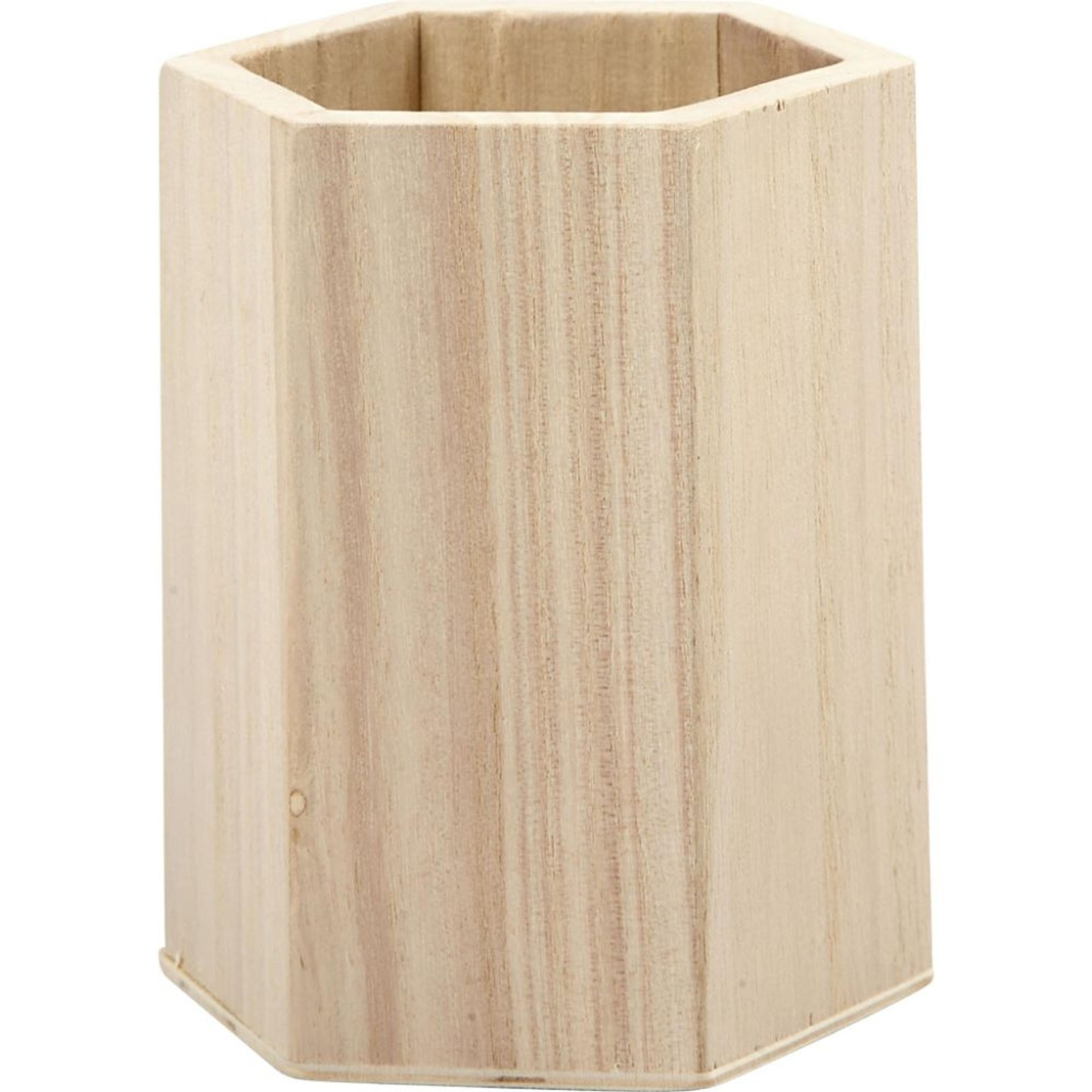 Hexagonal Wood Pencil Holder