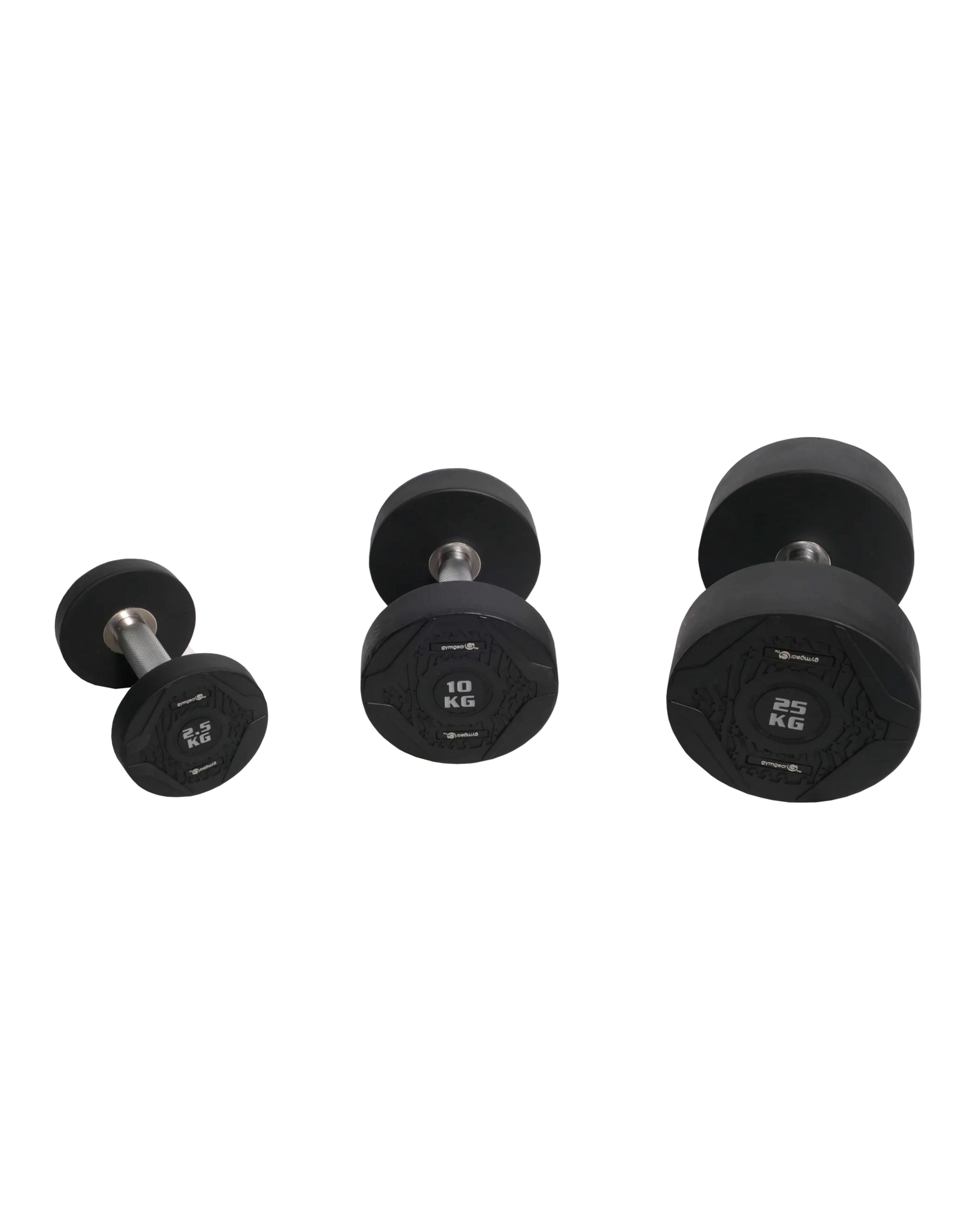 Gym Gear - 2.5 to 25kg Rubber Dumbbell Set (10 Pairs)