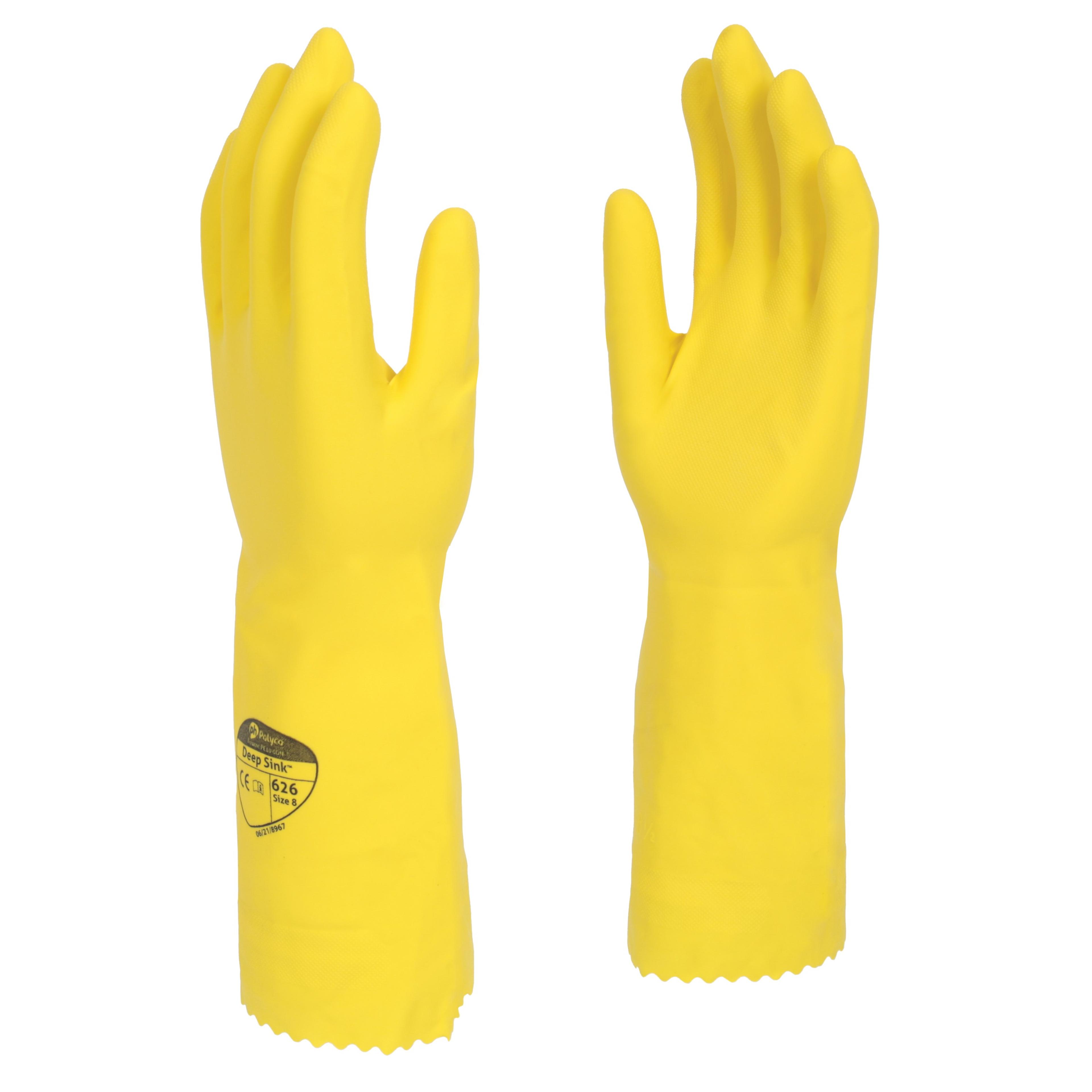 Polyco Extra Long Household Rubber Gloves - Medium - Yellow