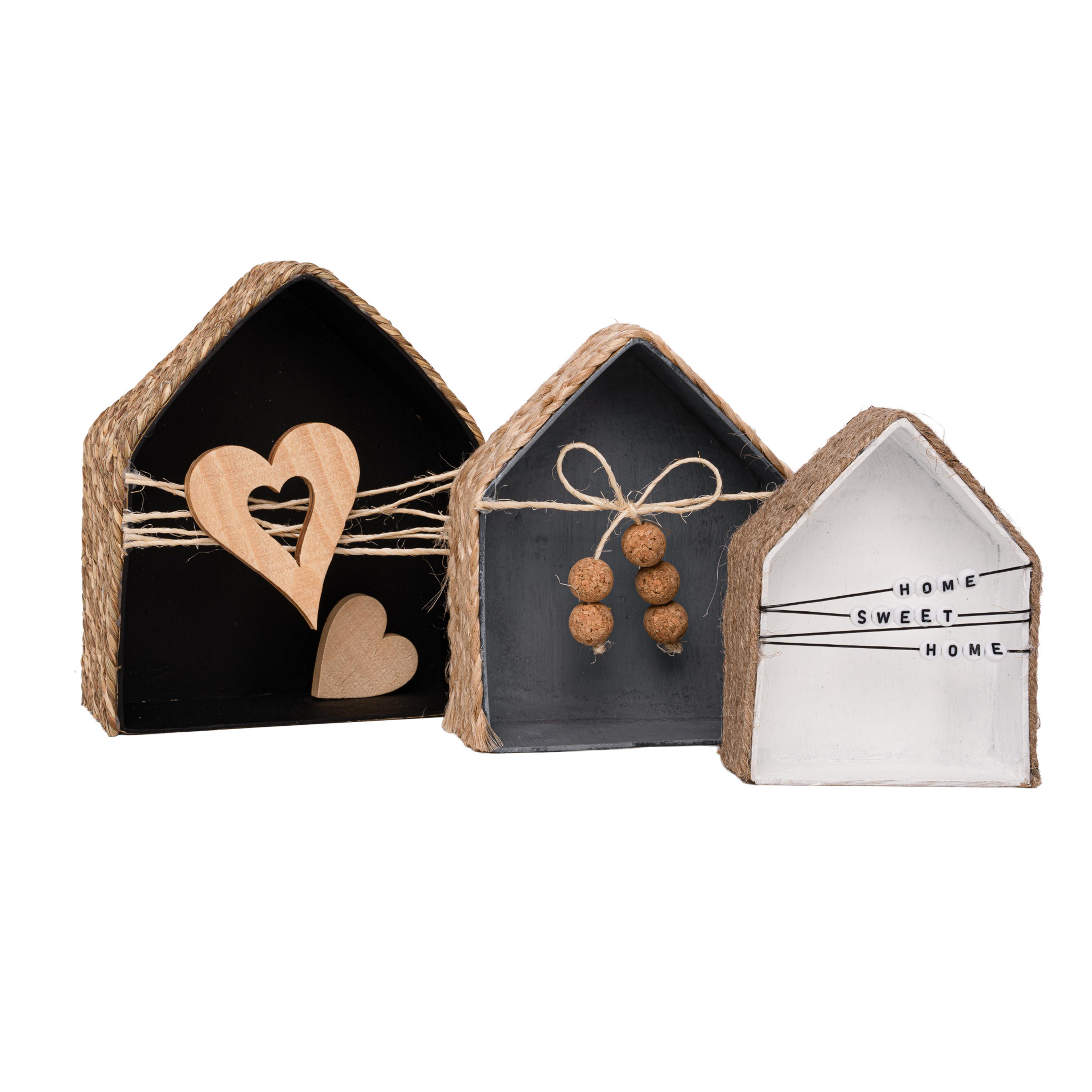 Papier-Mache Houses - Set of 3