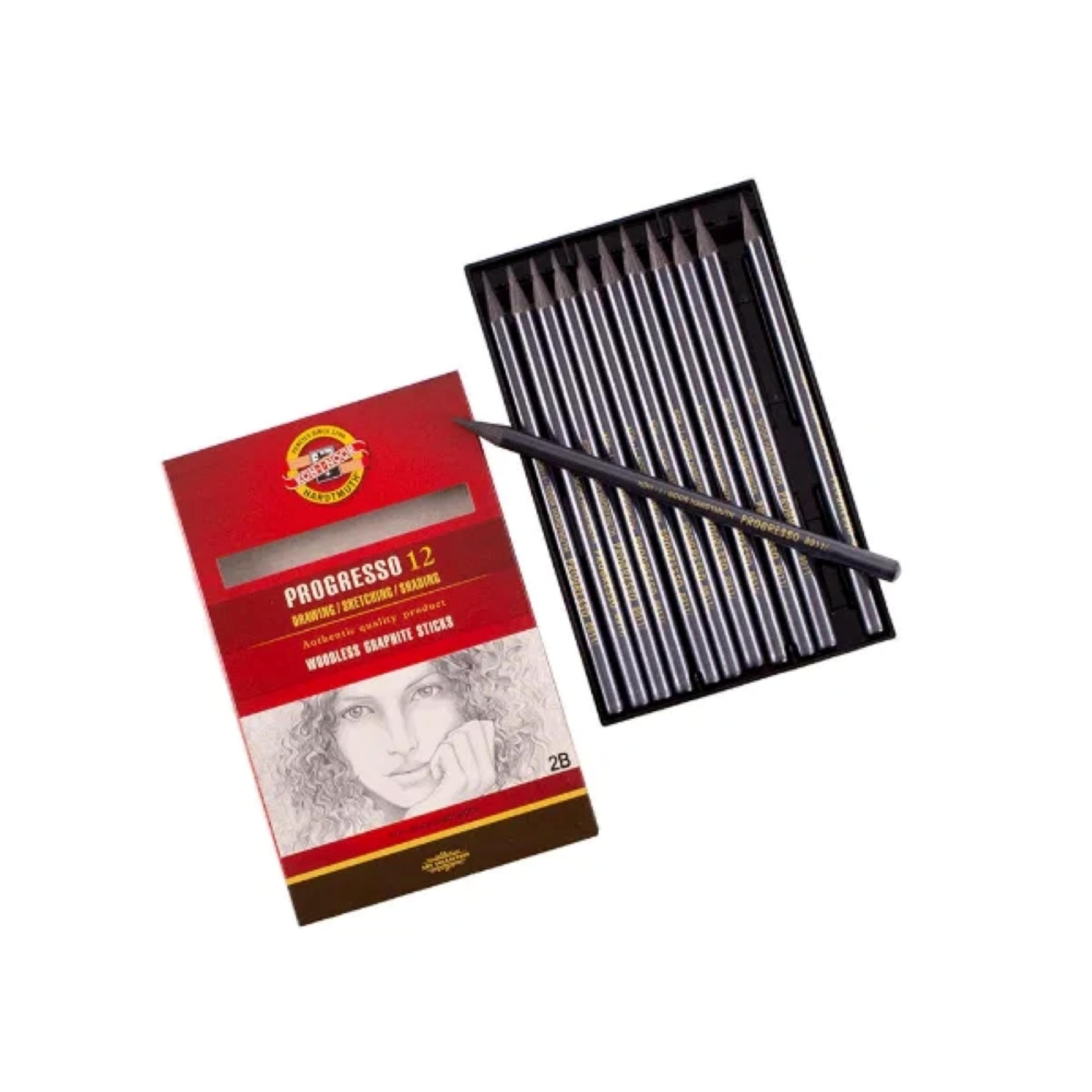 Koh-i-Noor 2B Woodless Graphite Sticks - Pack of 12