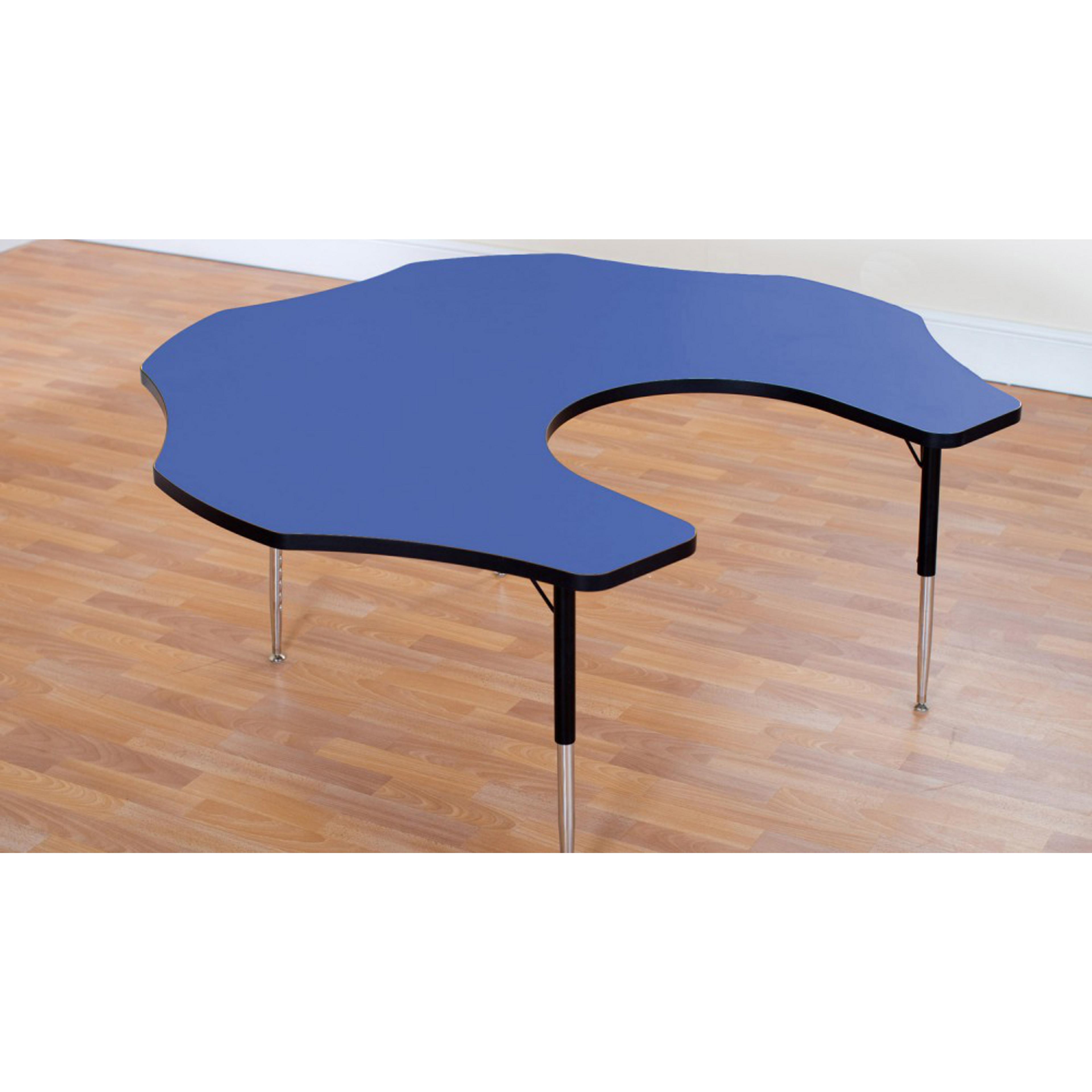 Tuf Top Flower Height Adjustable Classroom Table - 1525 x 430 to 635mm - Blue