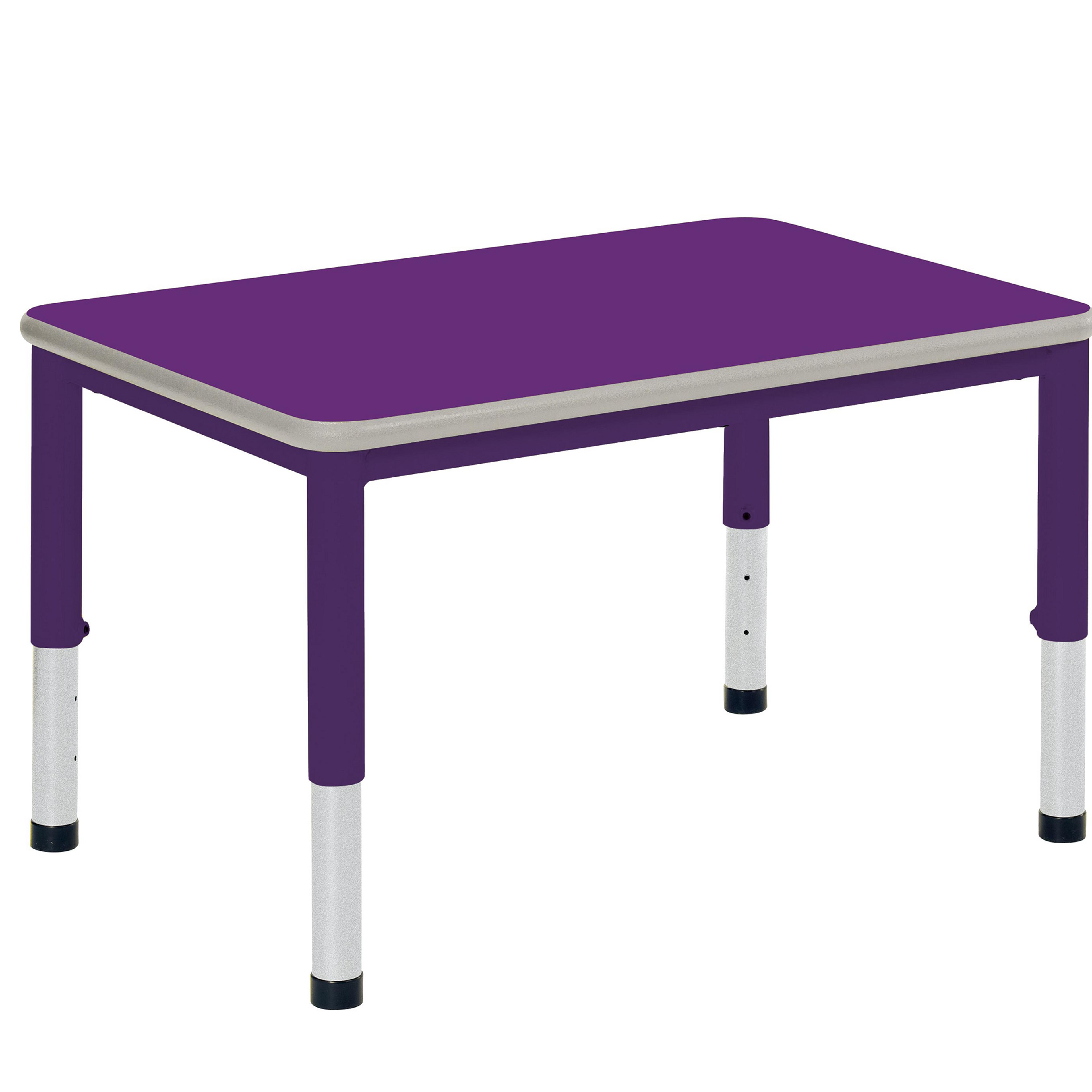 Harlequin Rectangular Height Adjustable Steel Classroom Table - 900 x 600 x 600mm - Purple