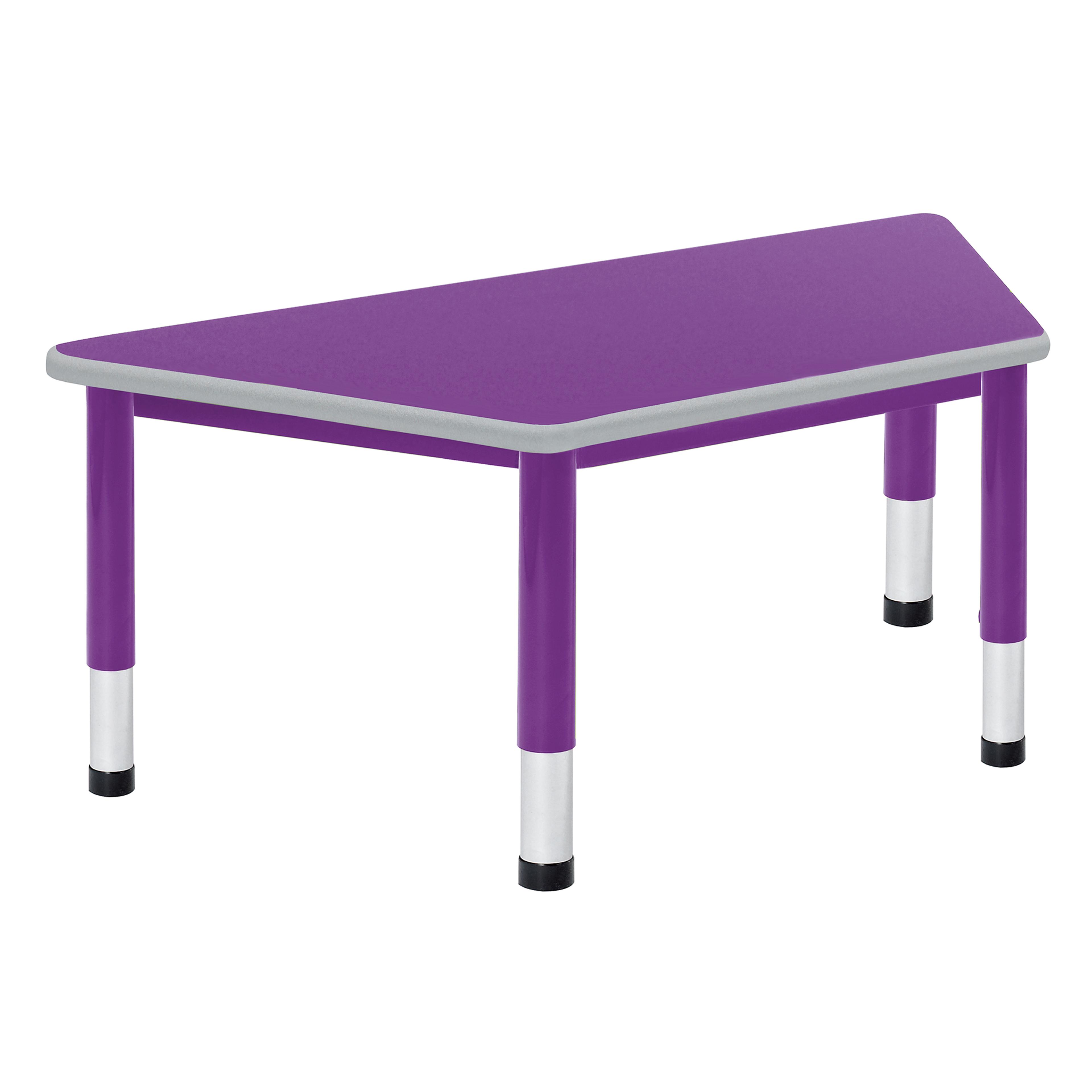 Harlequin Trapezoidal Height Adjustable Steel Classroom Table - 1200 x 600 x 400 to 640mm - Purple