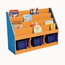 Book Storage Unit with 3 Large Trays - Blue