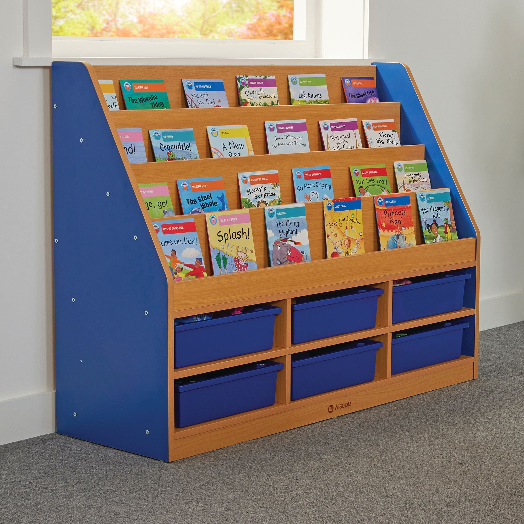 Milan Tier Bookcase 6 Tray Blue