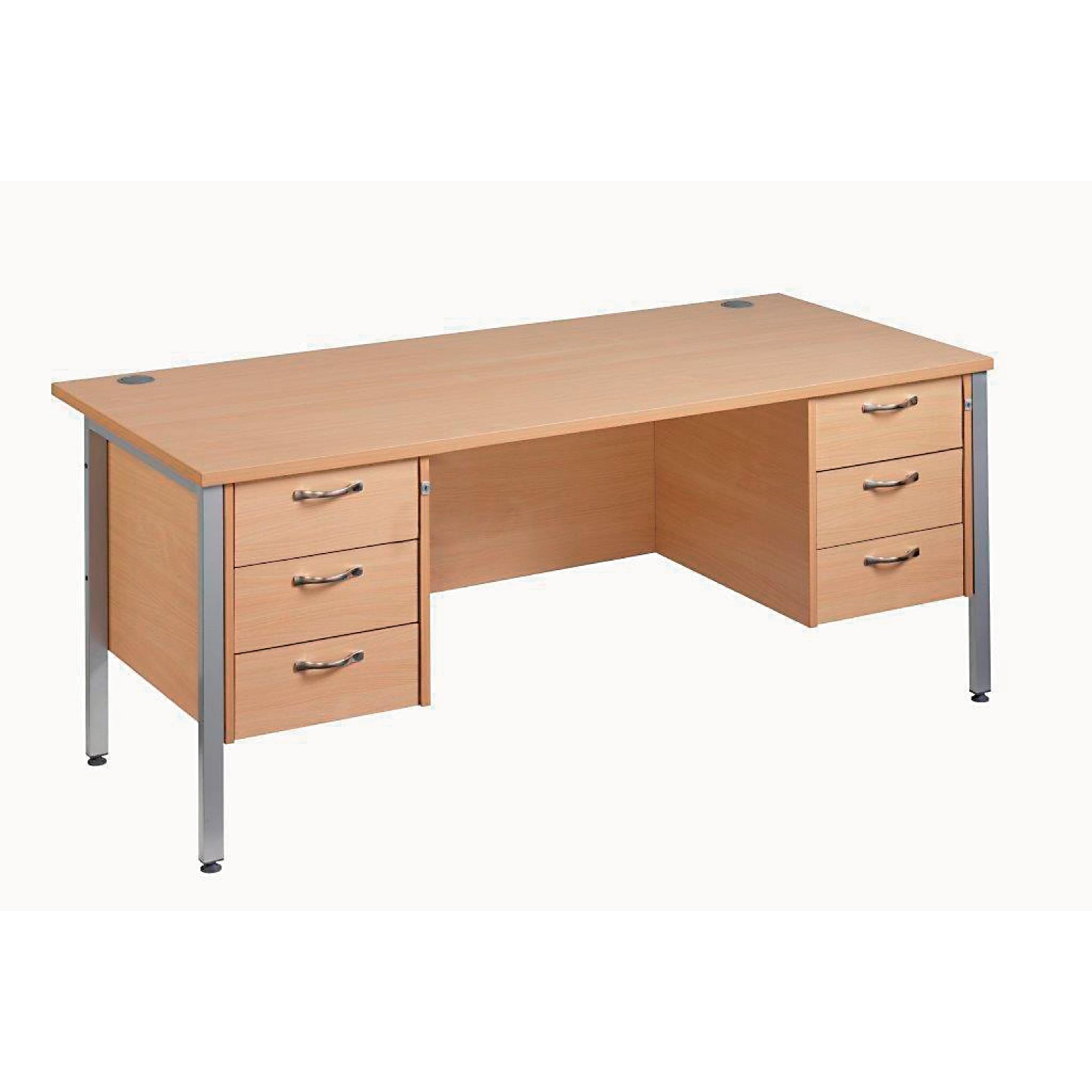 Straight Desk 2x3 Drawer Pedestals - Beech