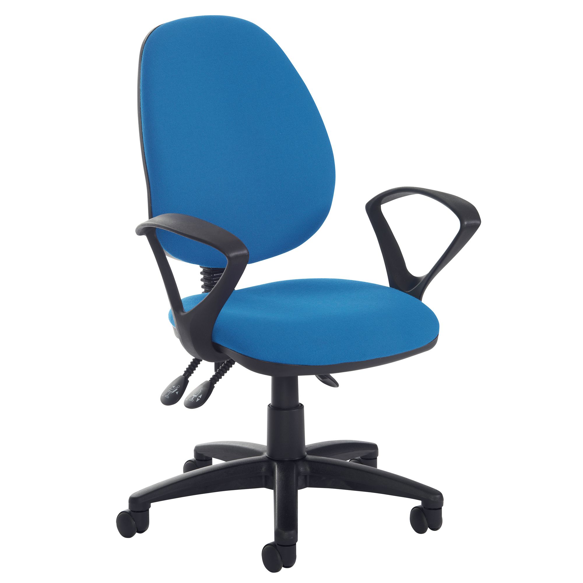 High Back Op Chair Fixed Arms Blue