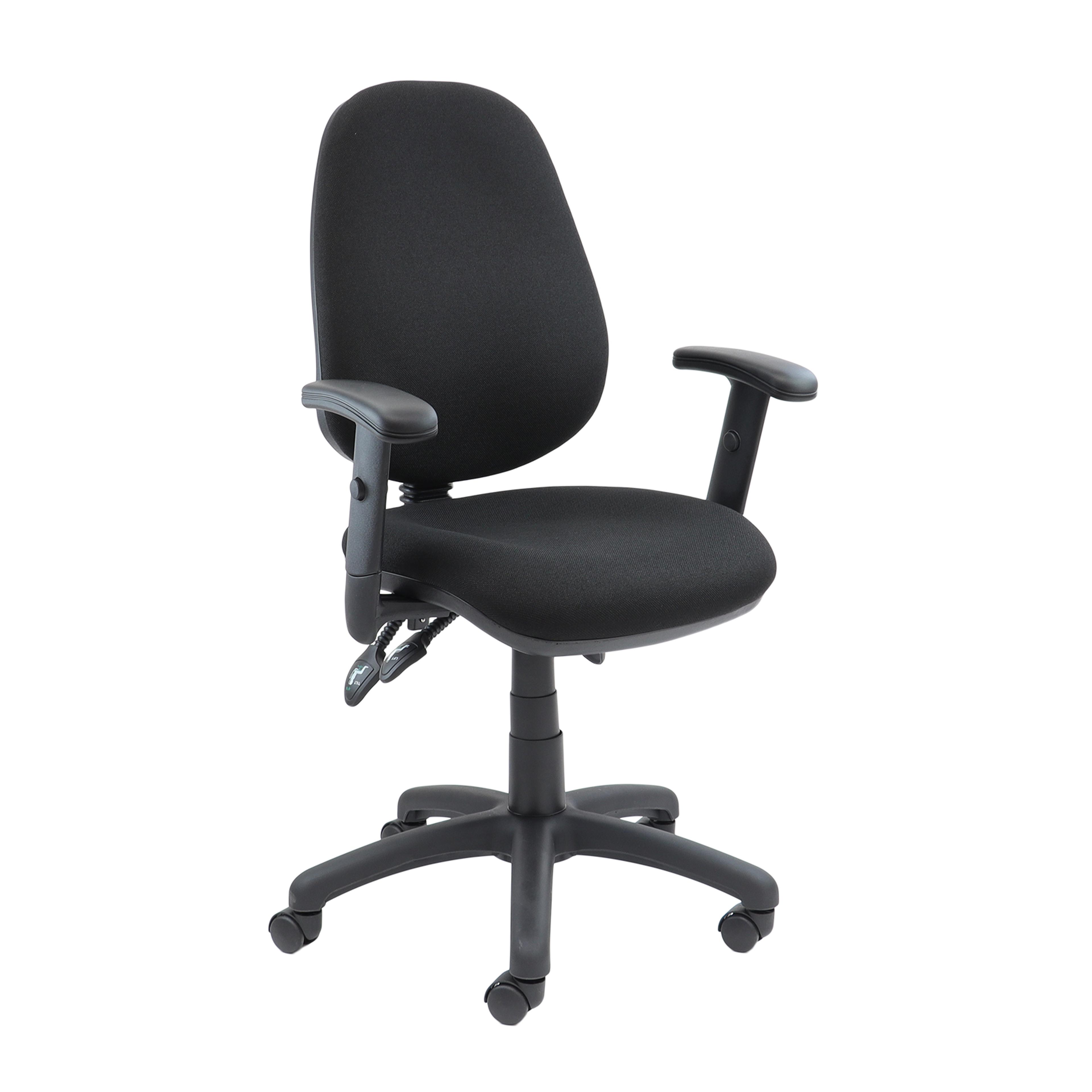 High Back Operator Chair Adjustable Arms - Black