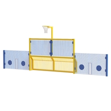 Primary 5-a-Side Goal With Netball Hoop and Low Side Panels - Yellow Frame