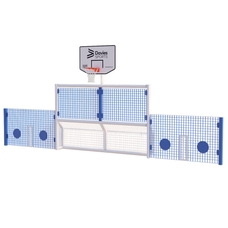Primary 5-a-Side Goal with Basketball Ring and Low Side Panels - White Frame