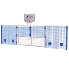 Primary 5-a-Side Goal With Basketball Ring and High Cicket Side Panels - White Frame