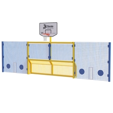 Primary 5-a-Side Goal With Basketball Ring and High Cricket Side Panels - Yellow Frame