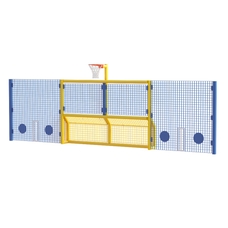 Primary 5-a-Side Goal With Netball Ring and High Side Panels - Yellow Frame