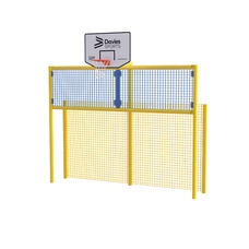 Open Football Goal With Basketball and Rebound Wall - Yellow Frame - Full Height 