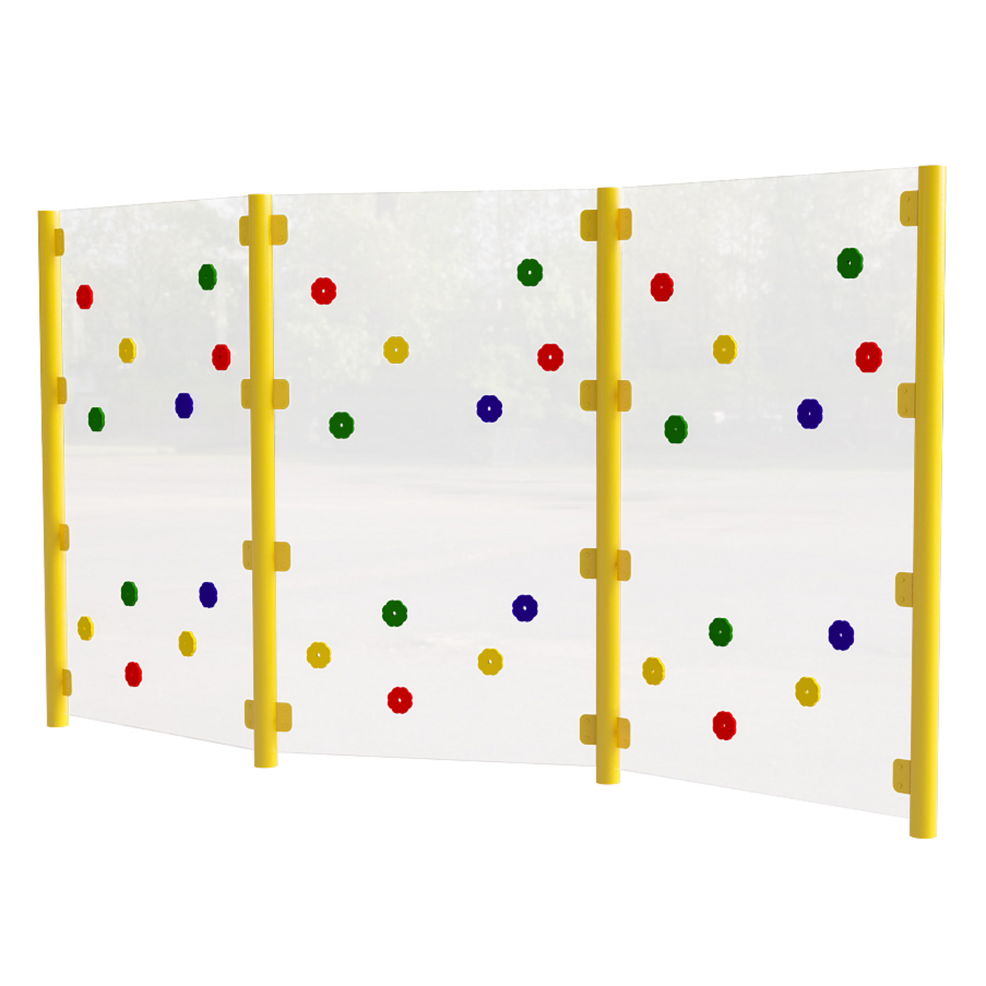 3 Bay Clear Traverse Wall Yellow Posts