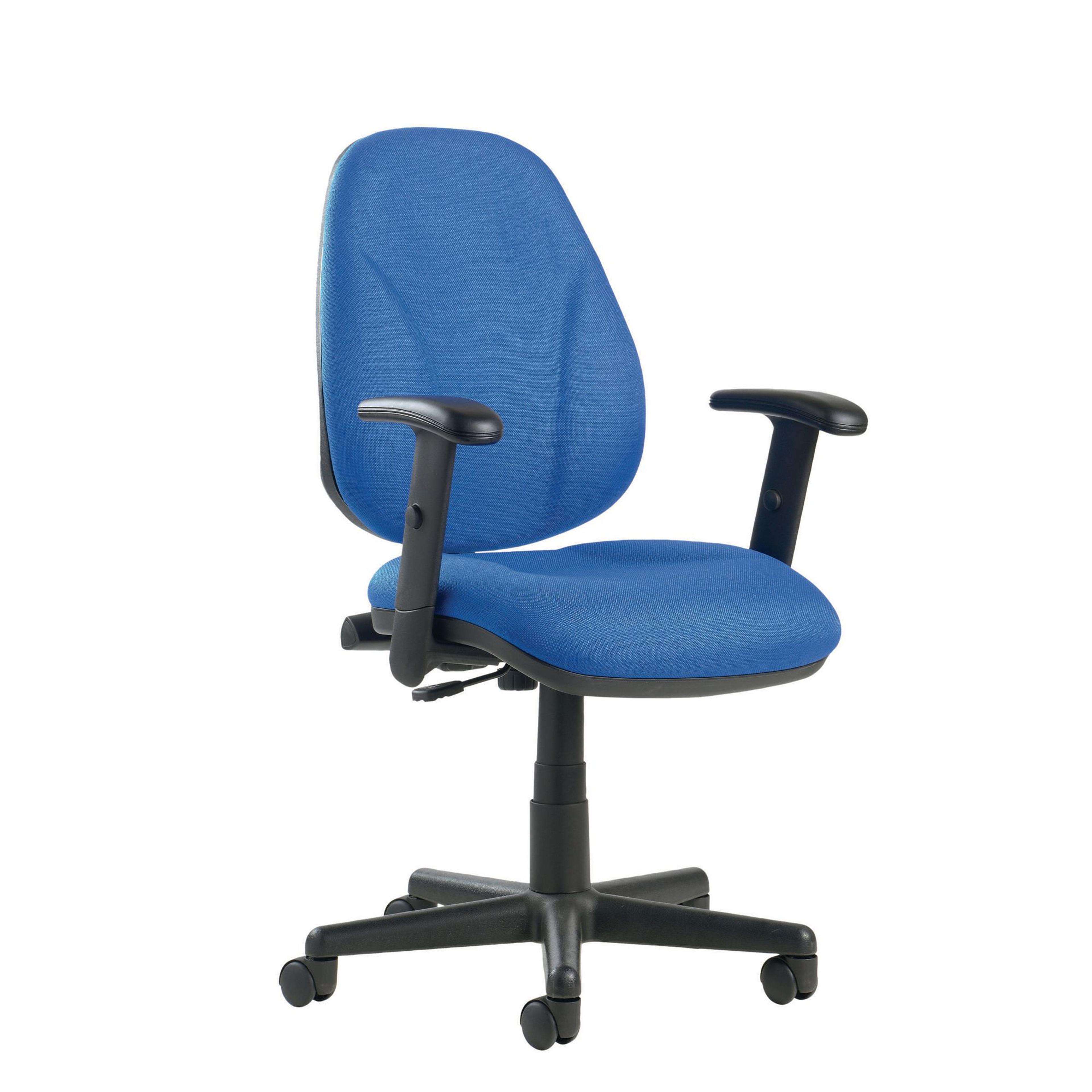 Operators Chair Lumbar Adjst Arms Blue