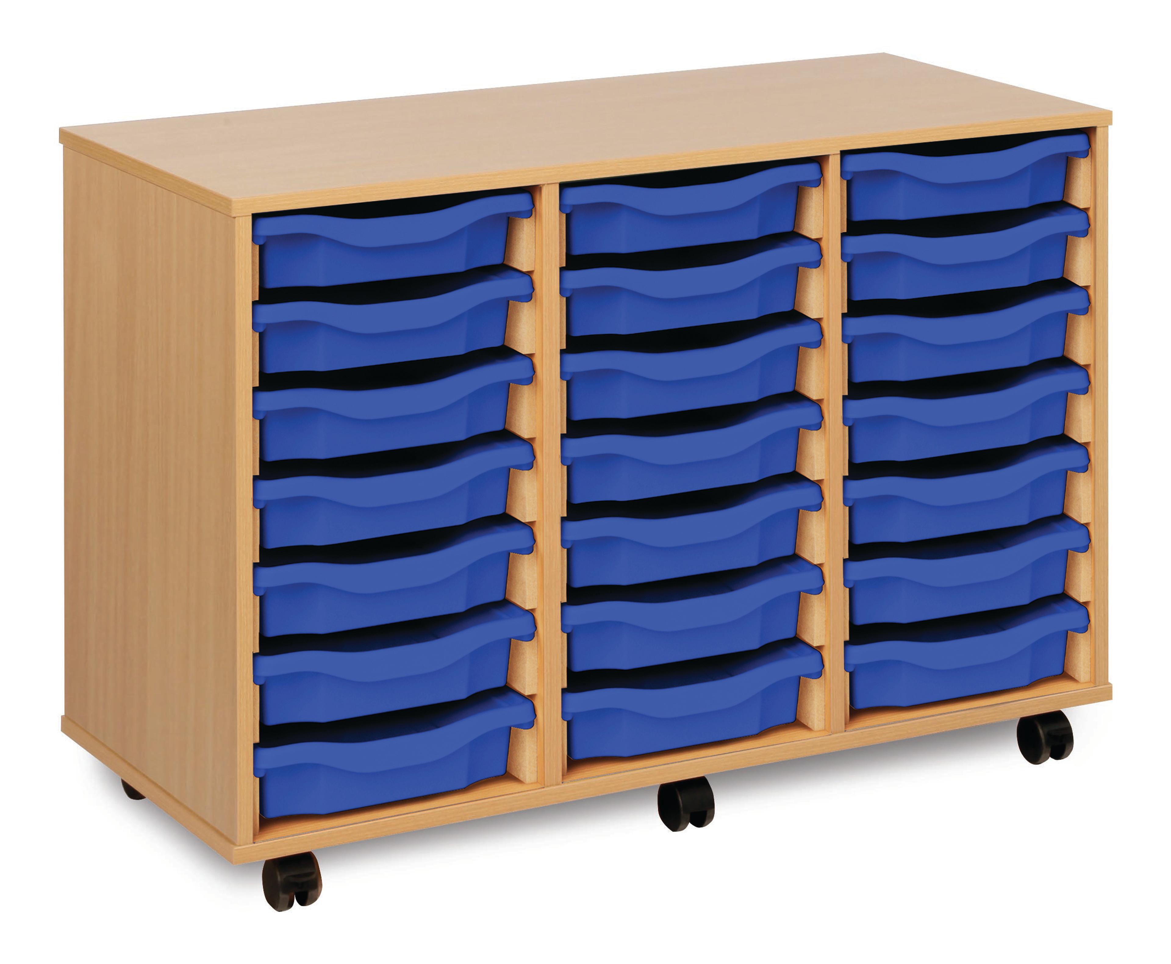 Tray Storage Unit with 21 Shallow Trays - Blue