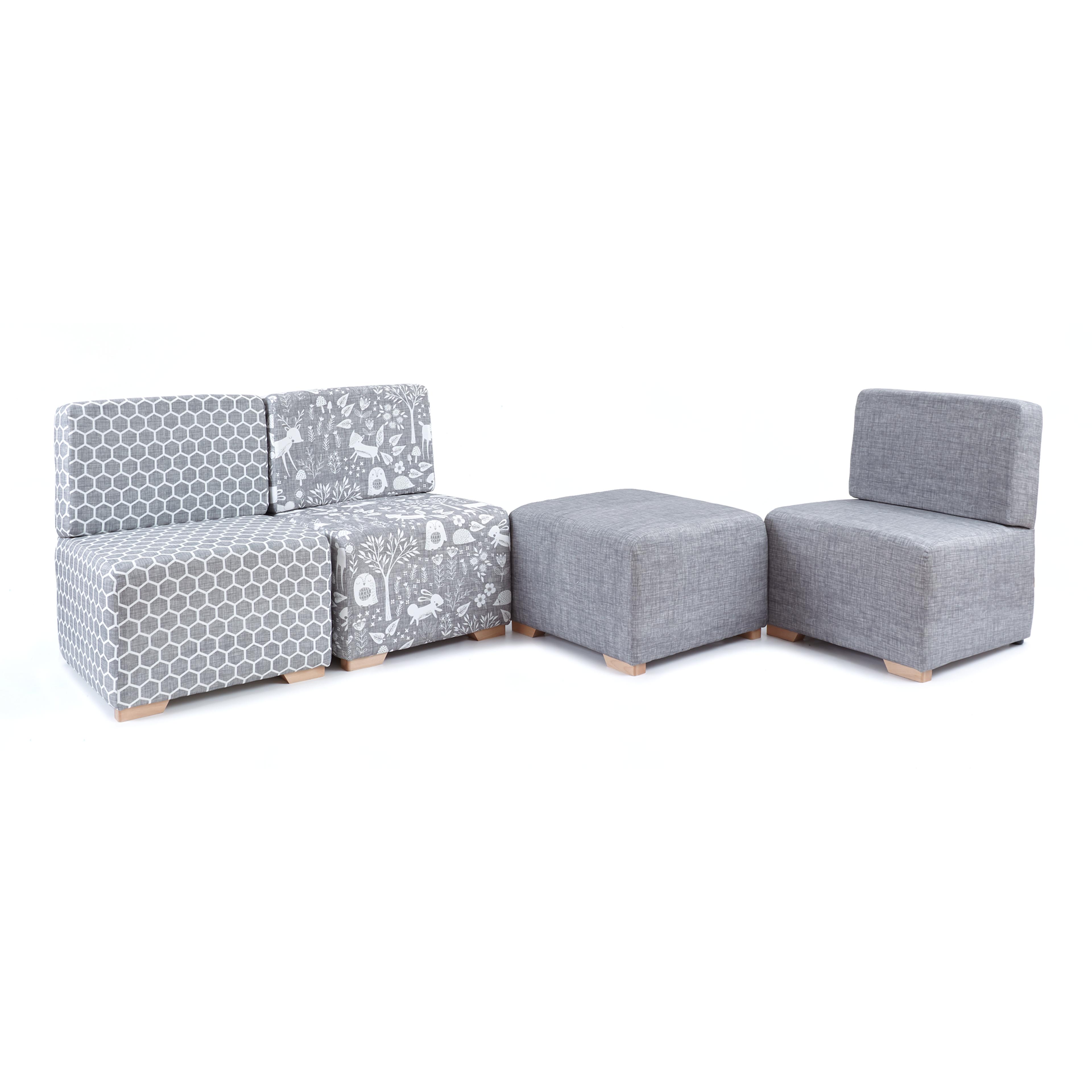 Corner Woodland Sofa Set Mod - Grey - pack of 4