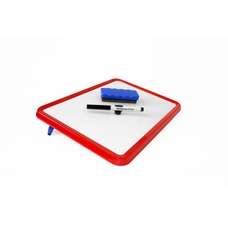 A4 Wedge - Dry-Wipe, Magnetic, Writing Slope, Whiteboard Set with Dry-Wipe Pen and Board Rubber - Red