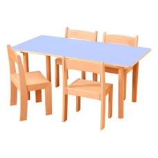 Pastel Rectangular Table and 4 Chairs