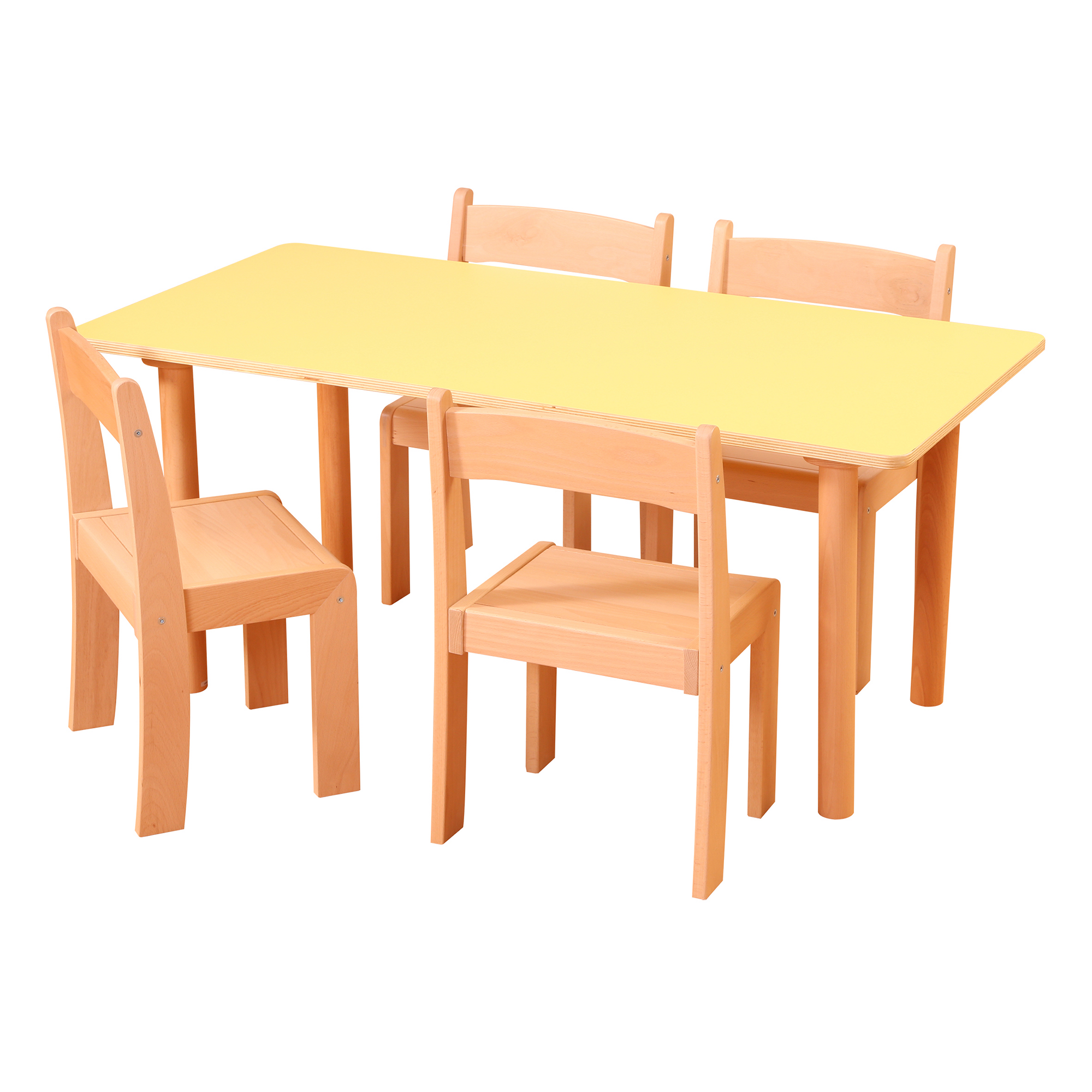 Pastel Yellow Rect Table H46 And 4chairs