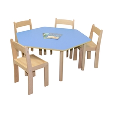 Pastel Hexagonal Table and 4 Chairs